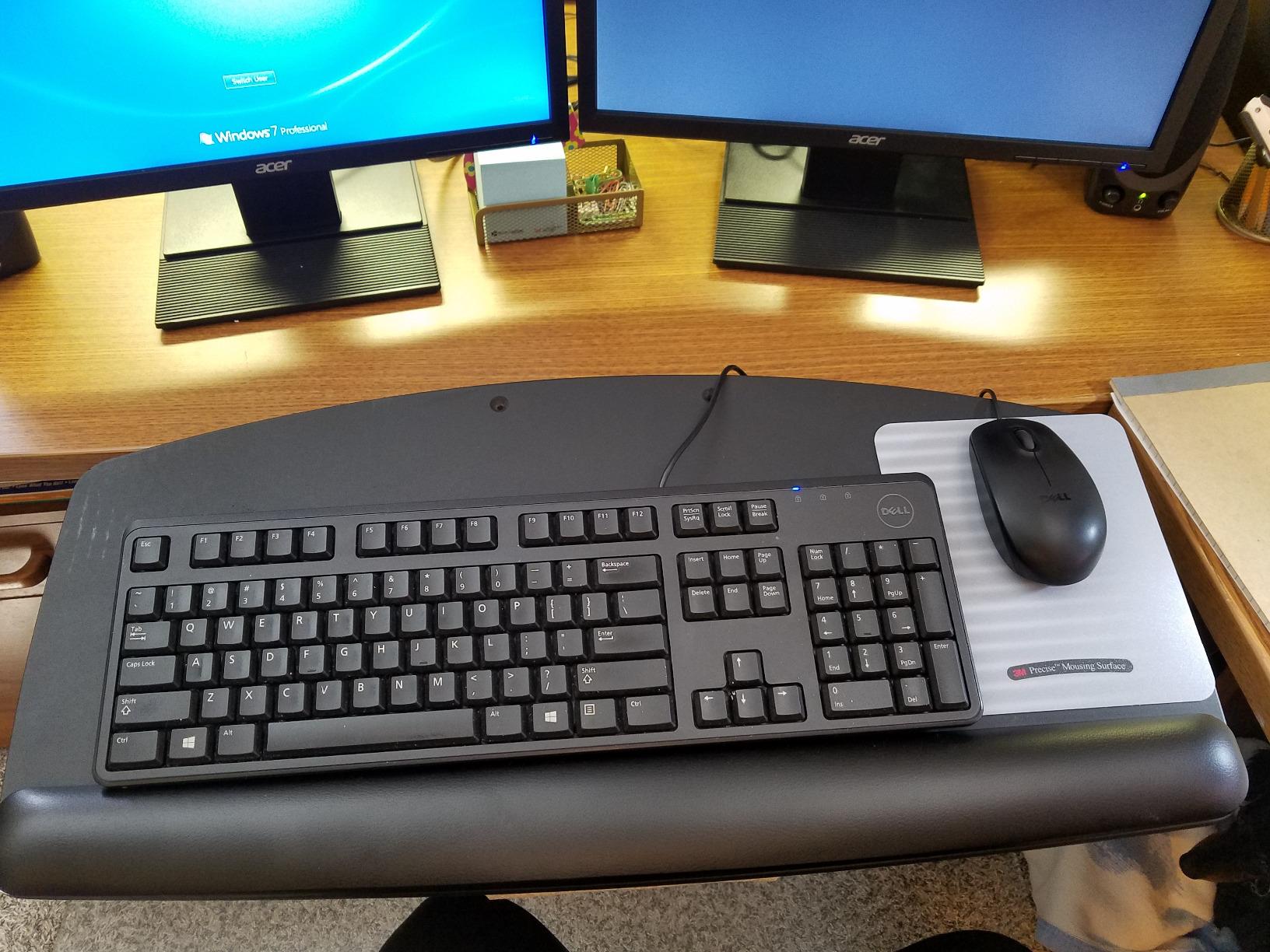 3M Keyboard Tray, Adjustable Height and Tilt, Includes Wrist Rest and Mouse Pad, Swivels Side to Side, Stores Under Desk, 23 in Track, Black (AKT90LE) customer photo 2