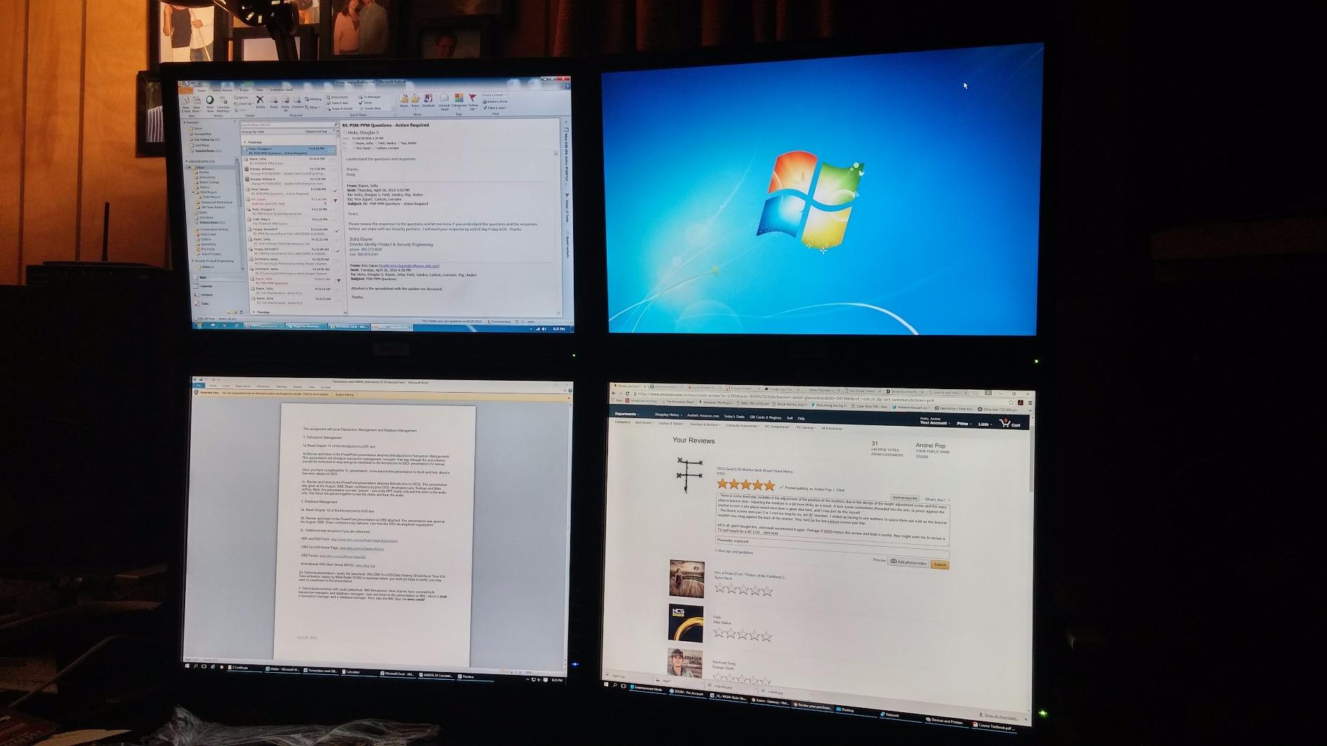 VIVO Quad 13 to 30 inch LCD Monitor Desk Mount, Fully Adjustable Stand with Tilt and Swivel, Holds 4 Screens with Max VESA 100x100, STAND-V004 customer photo 2