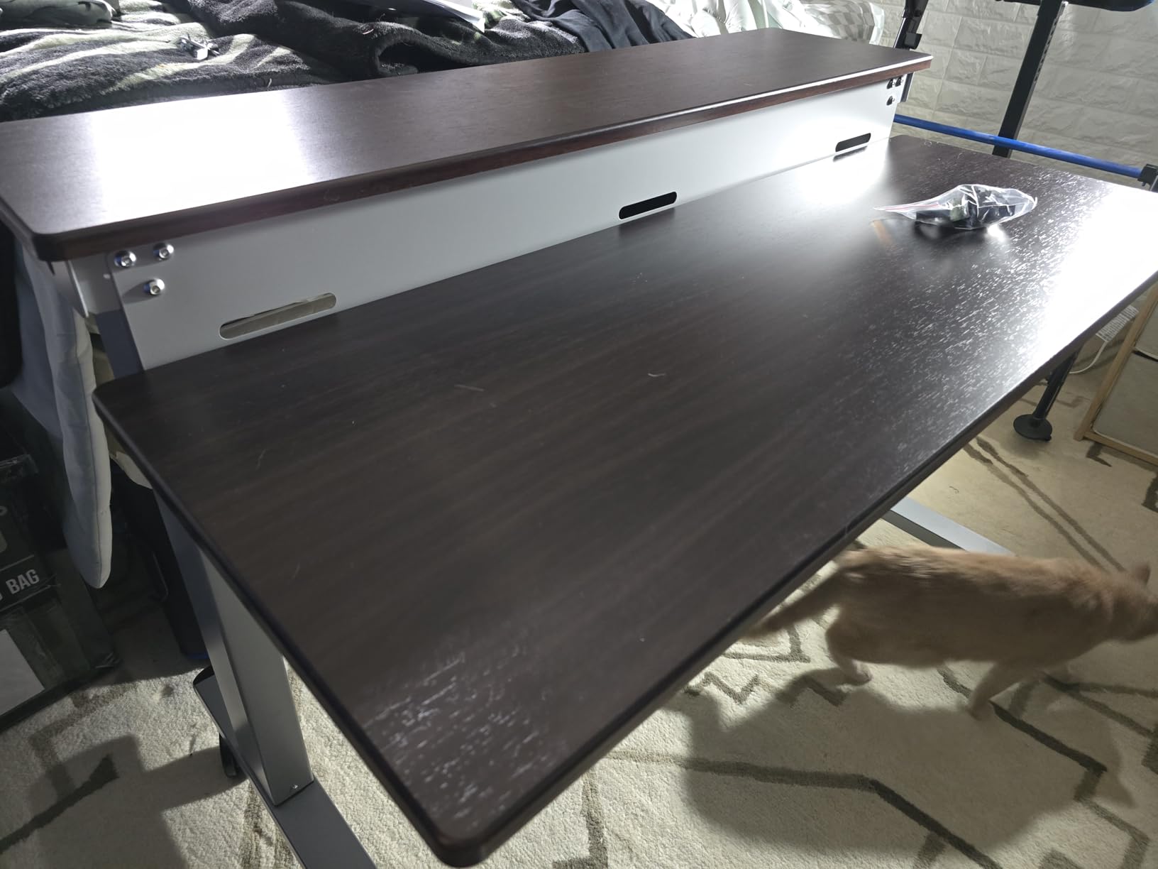 S STAND UP DESK STORE Crank Adjustable 2-Tier Standing Desk with Heavy Duty Steel Frame (Silver Frame/Black Top, 48 inch Wide) customer photo 2