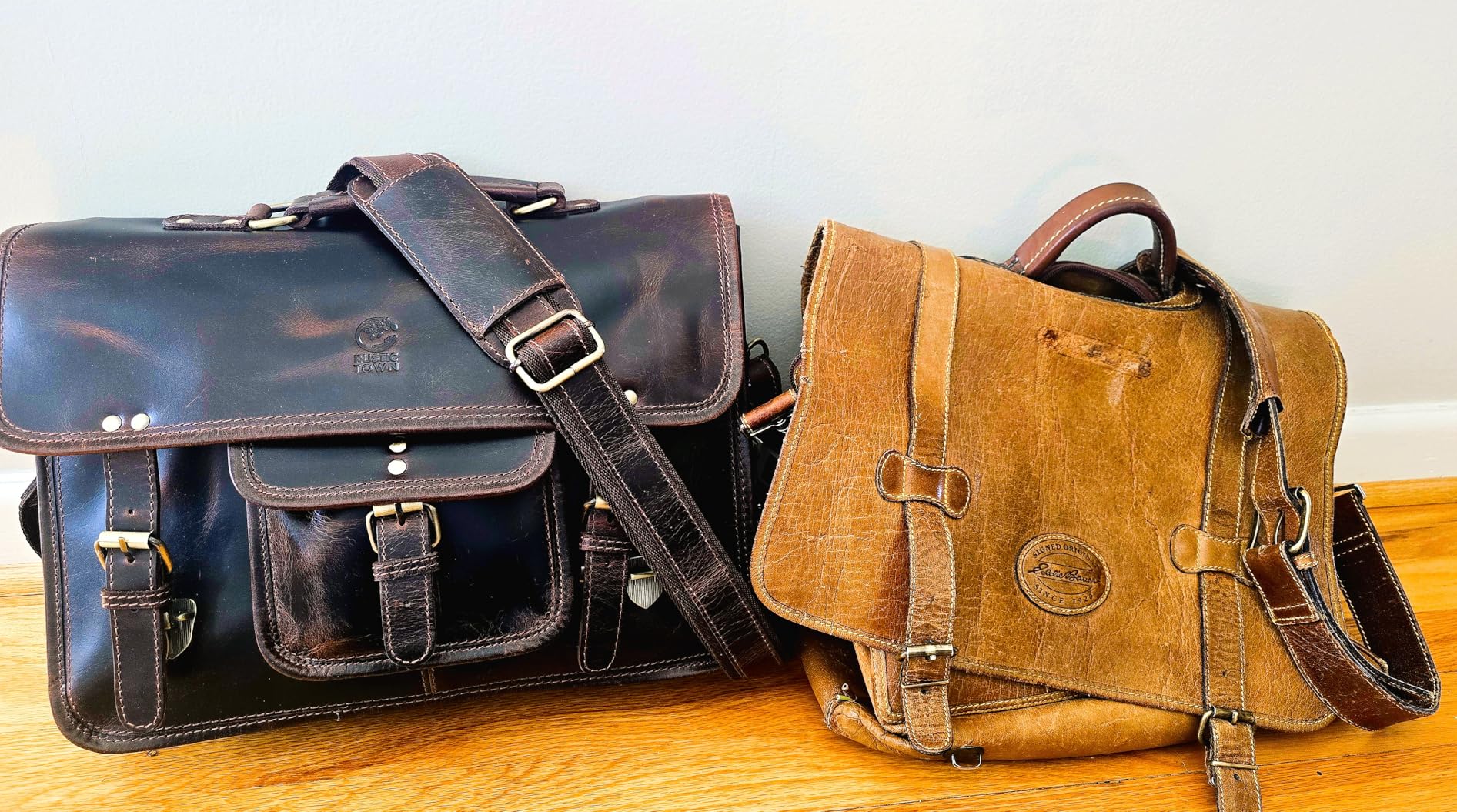 RUSTIC TOWN Leather Messenger Bag for Men - Full Grain Leather Briefcase Laptop Satchel Office Crossbody Travel Bag customer photo 1