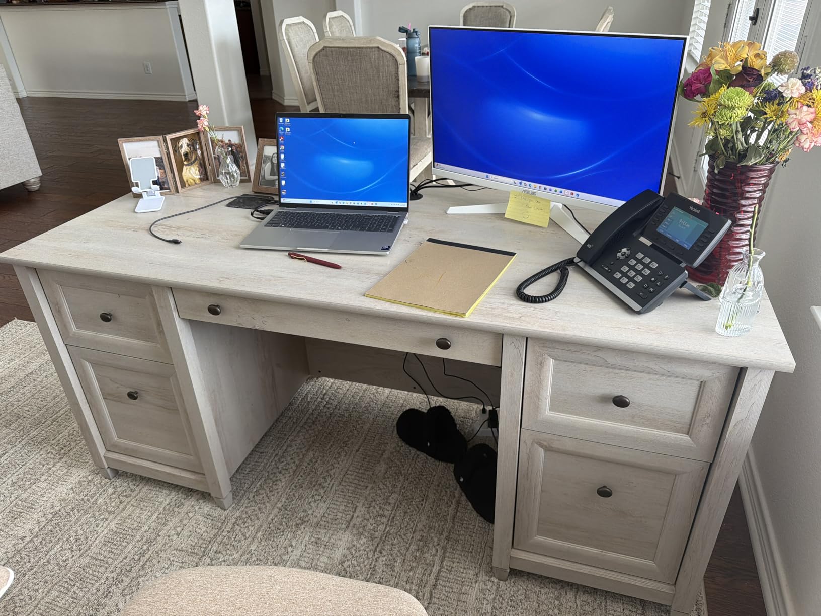 Sauder Edge Water Executive Desk, Chalked Chestnut, 65