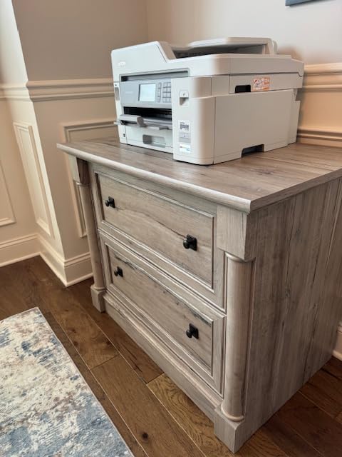 Sauder Palladia Office Desk with Drawers, Executive Desk with File Cabinet Storage, Cable Management, Keyboard Tray, in Wind Oak Finish customer photo 1