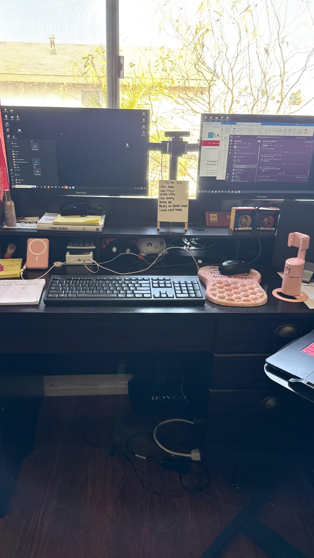 VIVO Dual 13 to 27 inch LED LCD Monitor Free-Standing Desk Stand, Holds 2 Screens, Heavy-Duty Fully Adjustable Arms with Max VESA 100x100mm, Extra Tall 40 inch Pole, Black, STAND-V012F customer photo 1