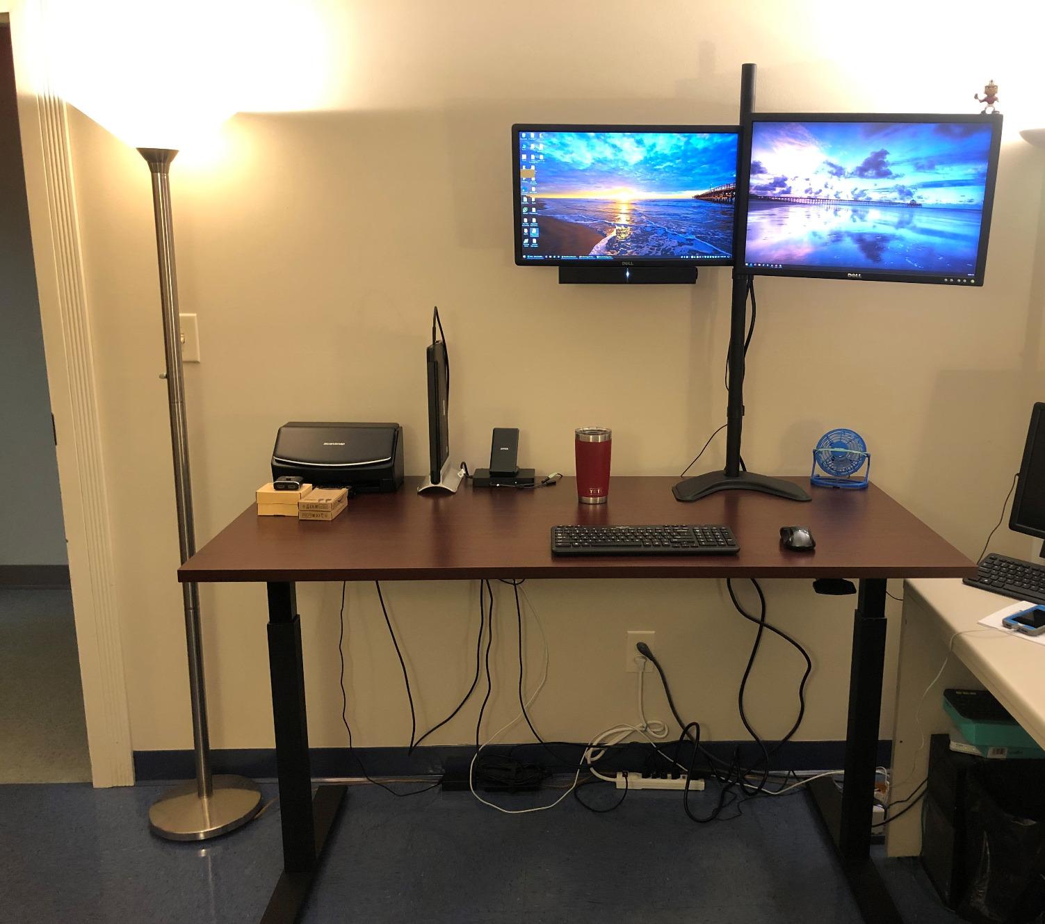 VIVO Dual 13 to 27 inch LED LCD Monitor Free-Standing Desk Stand, Holds 2 Screens, Heavy-Duty Fully Adjustable Arms with Max VESA 100x100mm, Extra Tall 40 inch Pole, Black, STAND-V012F customer photo 2