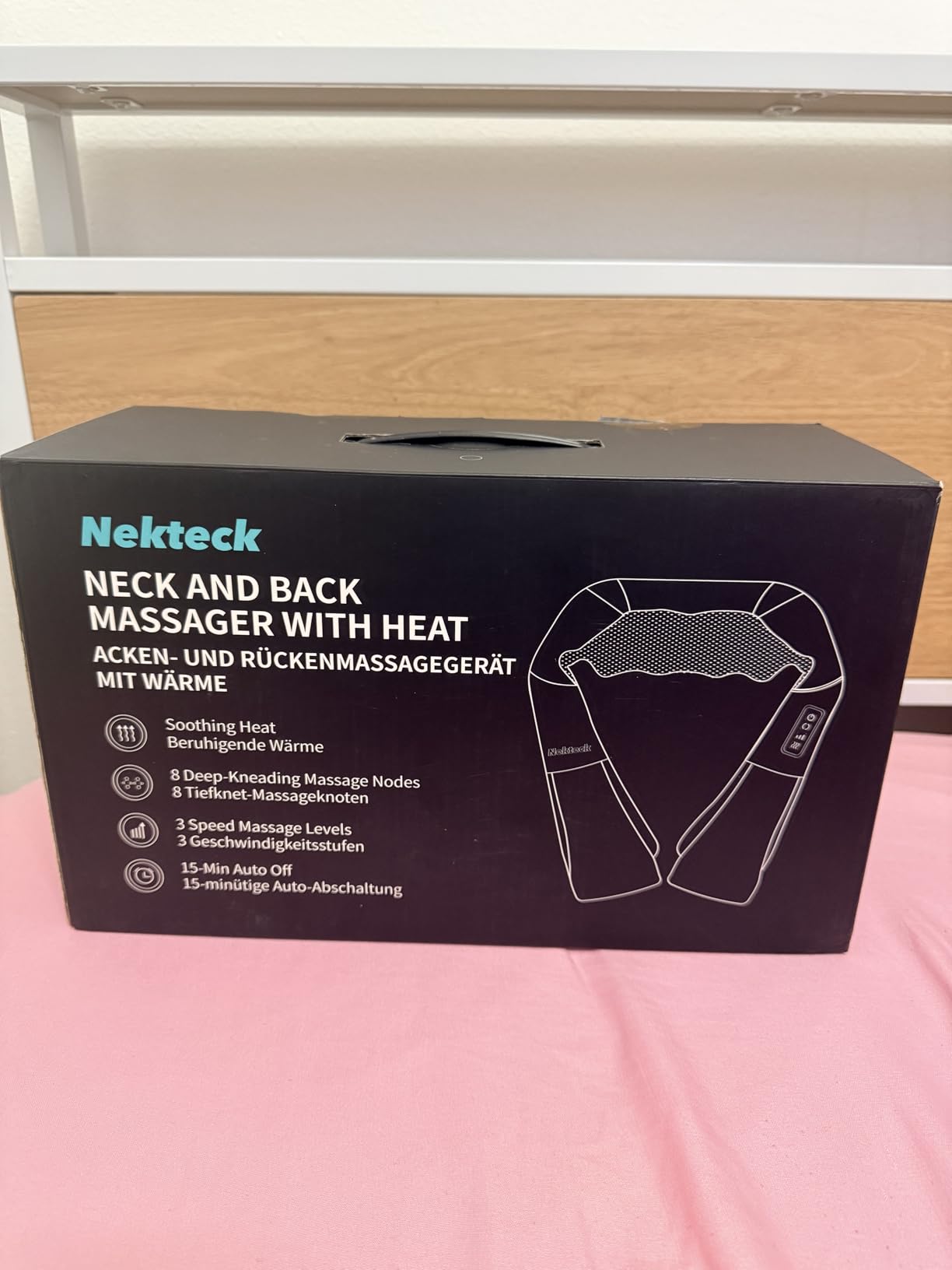 Nekteck Shiatsu Neck Massager with Heat for Pain Relief Deep Tissue, 2026 Upgraded 3D Back Shoulder Kneading Massage Pillow, Mother's Day Father's Day Relaxation Gifts for Mom Dad, Black(NOT Cordless) customer photo 2