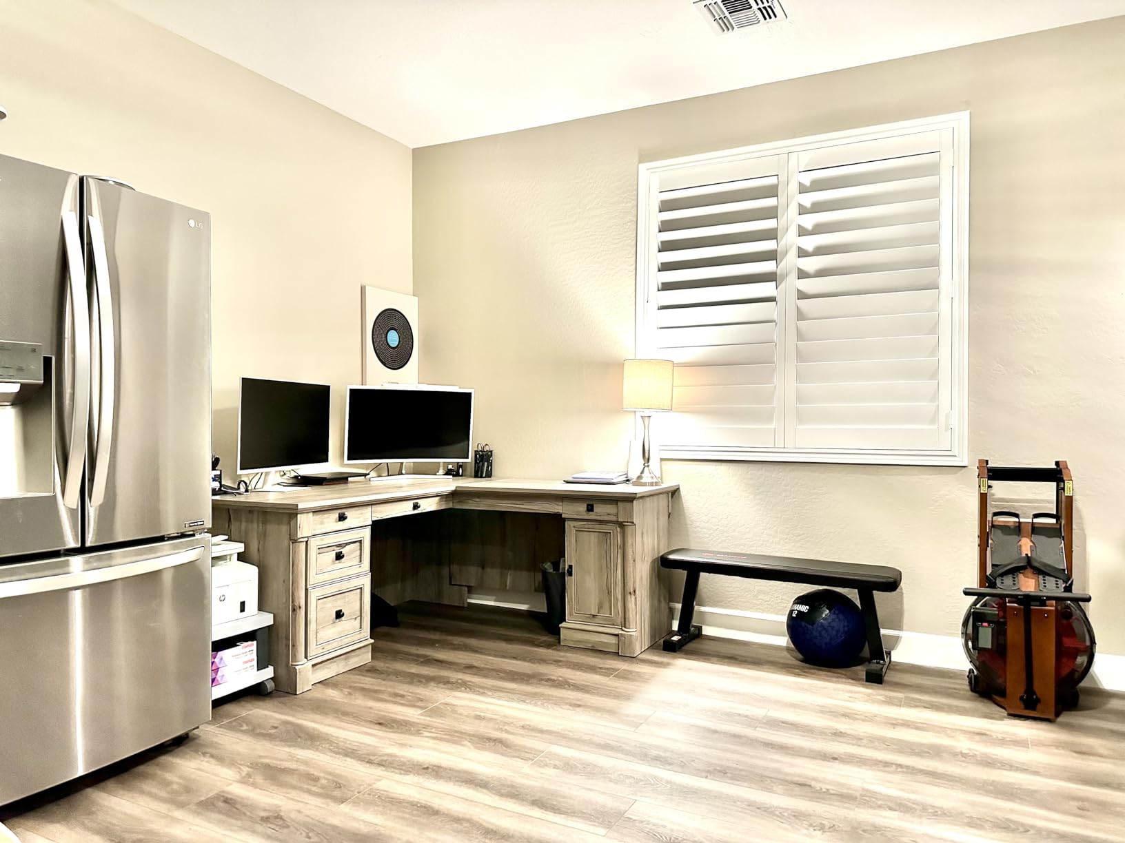 Sauder Palladia L Shaped Desk with Drawers, Office Desk with File Cabinet Storage, Cable Management, Keyboard Tray, in Vintage Oak Finish customer photo 1