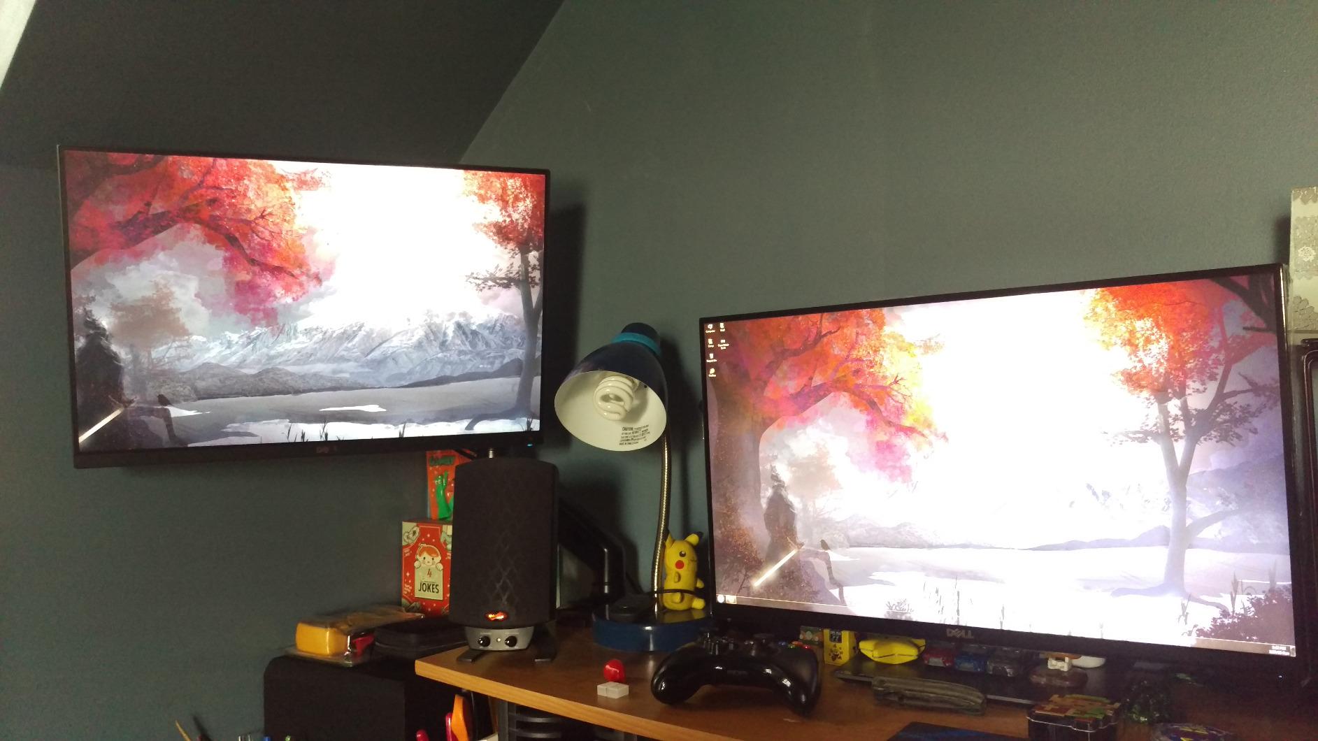 VIVO Dual Monitor Stand, Fully Adjustable Arms for 17 to 32 inch Screens, Mechanical Articulating Desk Mount, Gaming and Office Setups, VESA 75x75, 100x100, Max 19.8 lbs, Classic, Black, STAND-V002O customer photo 1