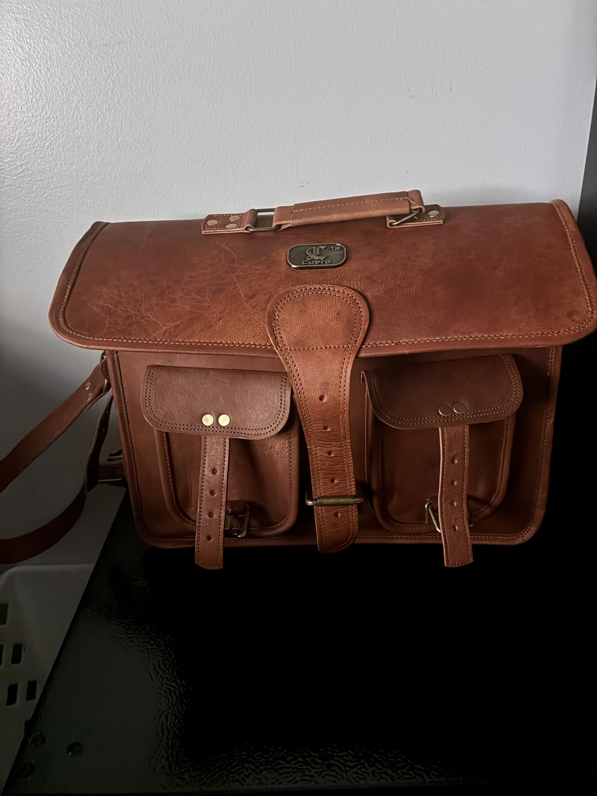 cuero Leather Messenger Bag for Men, 18 Inch Laptop Crossbody, Handmade Leather Shoulder Satchel Bag for Men, Full Grain Business Briefcase for Office/Work/Travel - Vintage Brown customer photo 1