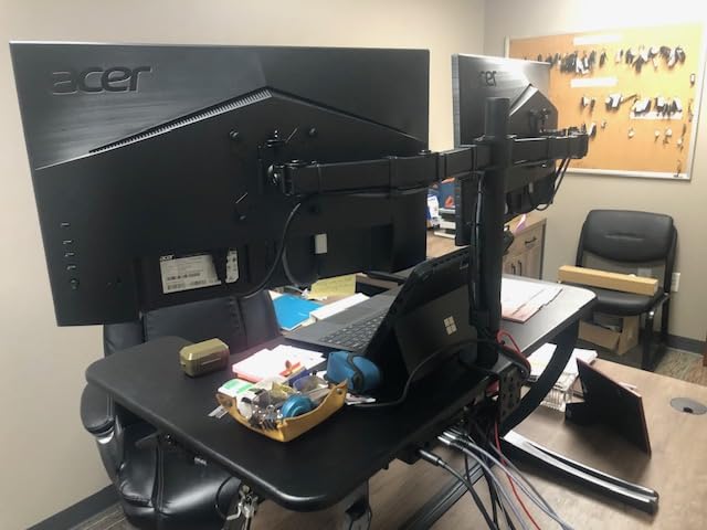 VIVO 36 inch Height Adjustable Stand Up Desk Converter, V Series, Quick Sit to Stand Tabletop Dual Monitor Riser Workstation customer photo 2