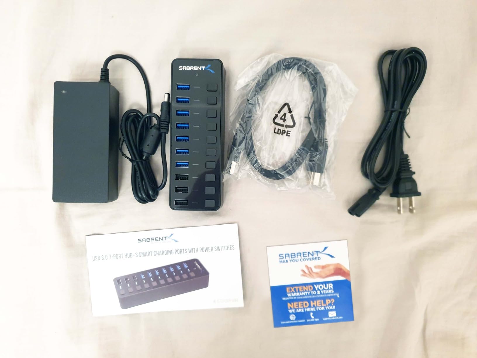 SABRENT 10-Port USB 3.0 Hub, Individual Power Switches and LEDs, 3 Smart Charging Ports, 60W Power Adapter, for PC, Mac, Xbox, PS5, Laptop, Desktop, USB Devices (HB-B7C3) customer photo 2