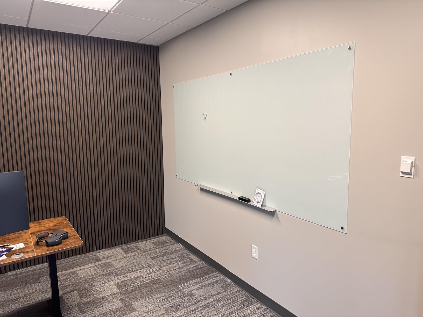 Amazon Basics Glass Dry-Erase Board, Magnetic Frameless Whiteboard, 48W'' x 36H'' customer photo 1