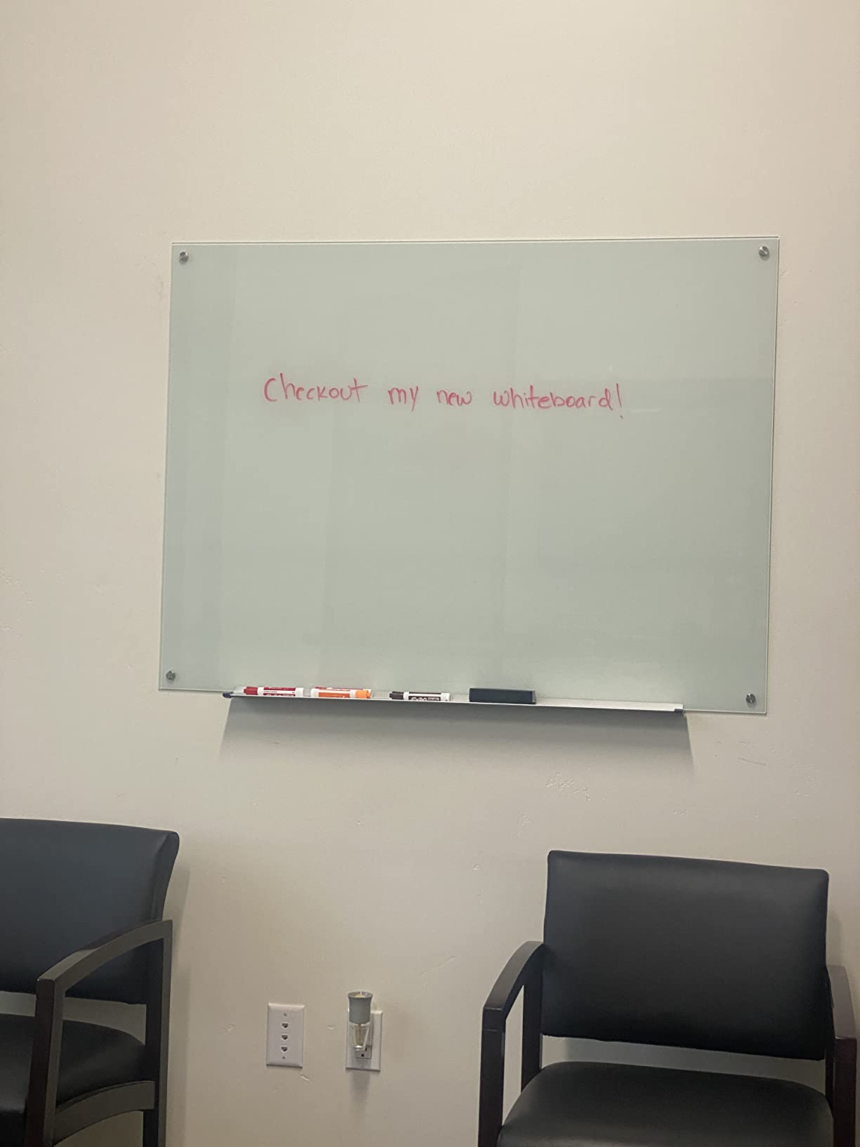Amazon Basics Glass Dry-Erase Board, Magnetic Frameless Whiteboard, 48W'' x 36H'' customer photo 2