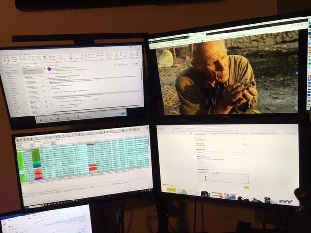 VIVO Black Adjustable Quad Monitor Desk Stand Mount, Free Standing Heavy Duty Glass Base, Holds 4 Screens up to 27 inches, STAND-V004FG customer photo 2