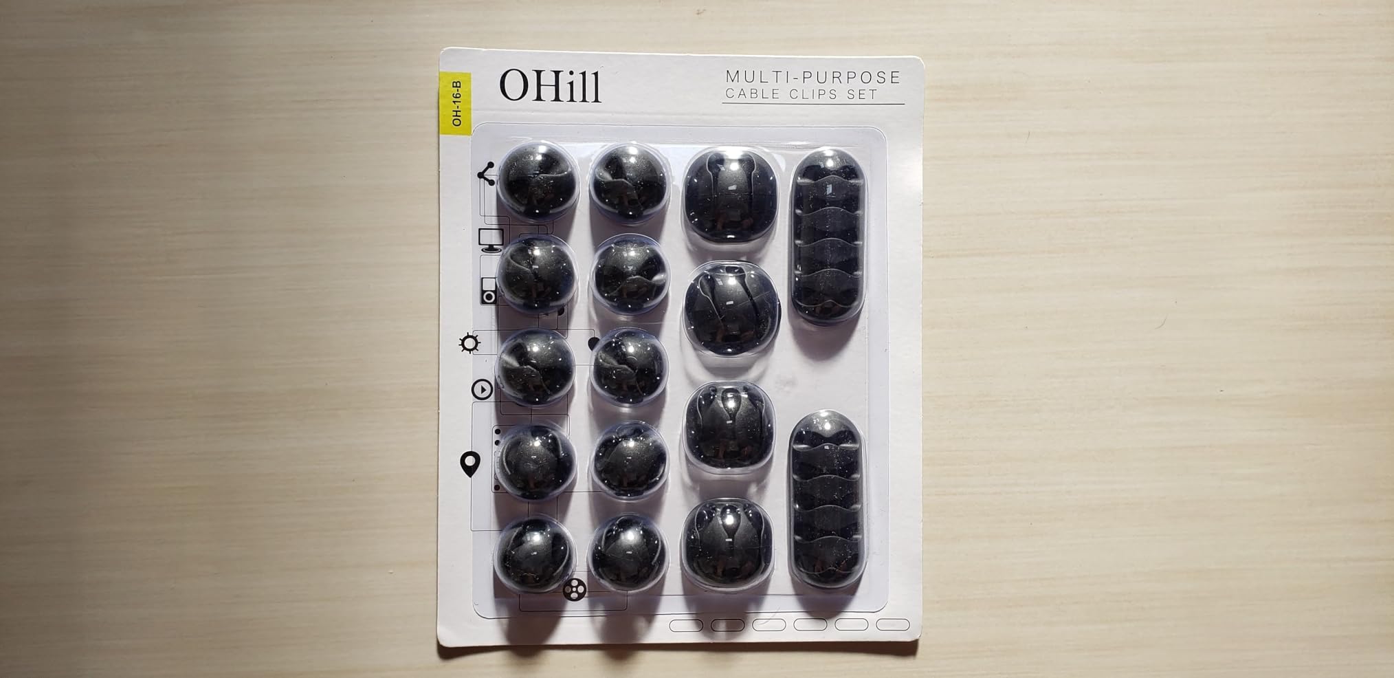 OHill Desk Cable Management Cord Organizer, 24 Pack Black Self Adhesive Cord Holder Cable Clips, Ideal Cable Organizer Wire Keeper for Desk, Nightstand, Phone Charger, Computer, Home, Office, Car customer photo 1