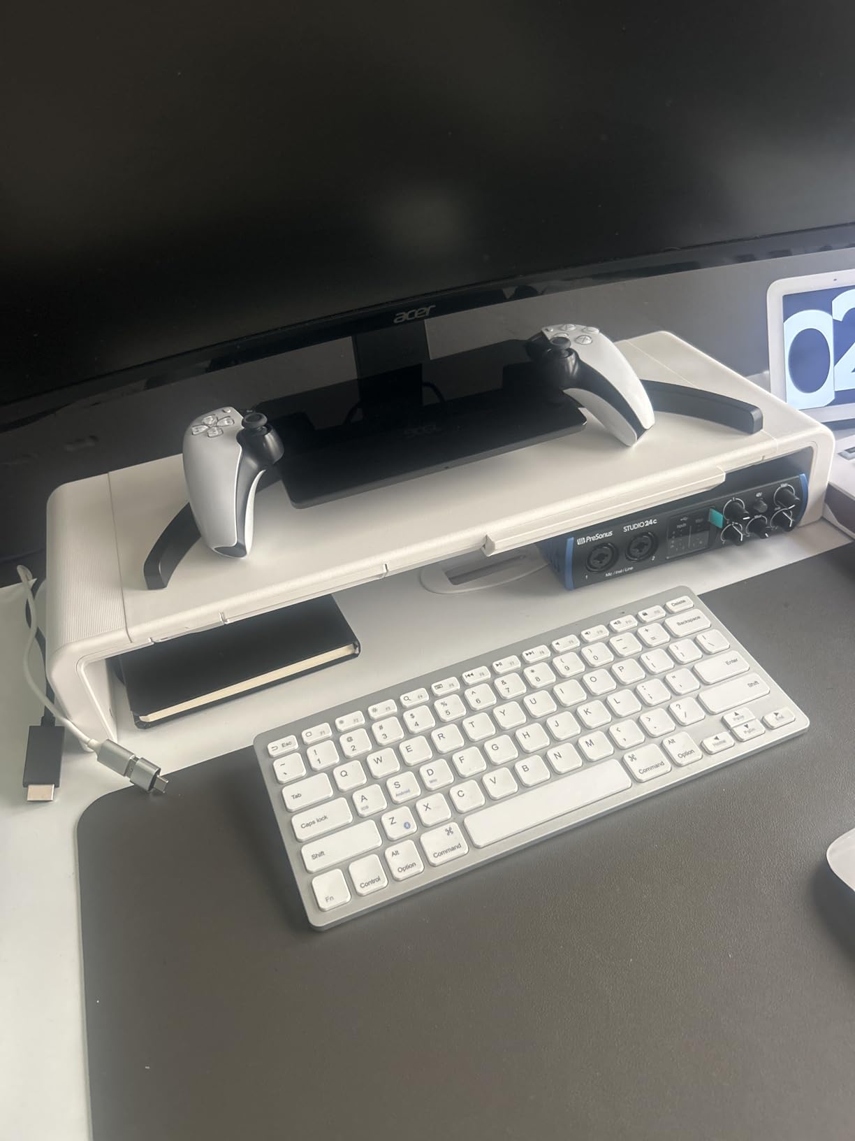 Monitor Stand Riser, Klearlook Foldable, Height Adjustable Computer Stand, Desk Shelf Riser with Storage Drawer &Tablet Phone Stand for Desktop, Laptop (White) customer photo 2