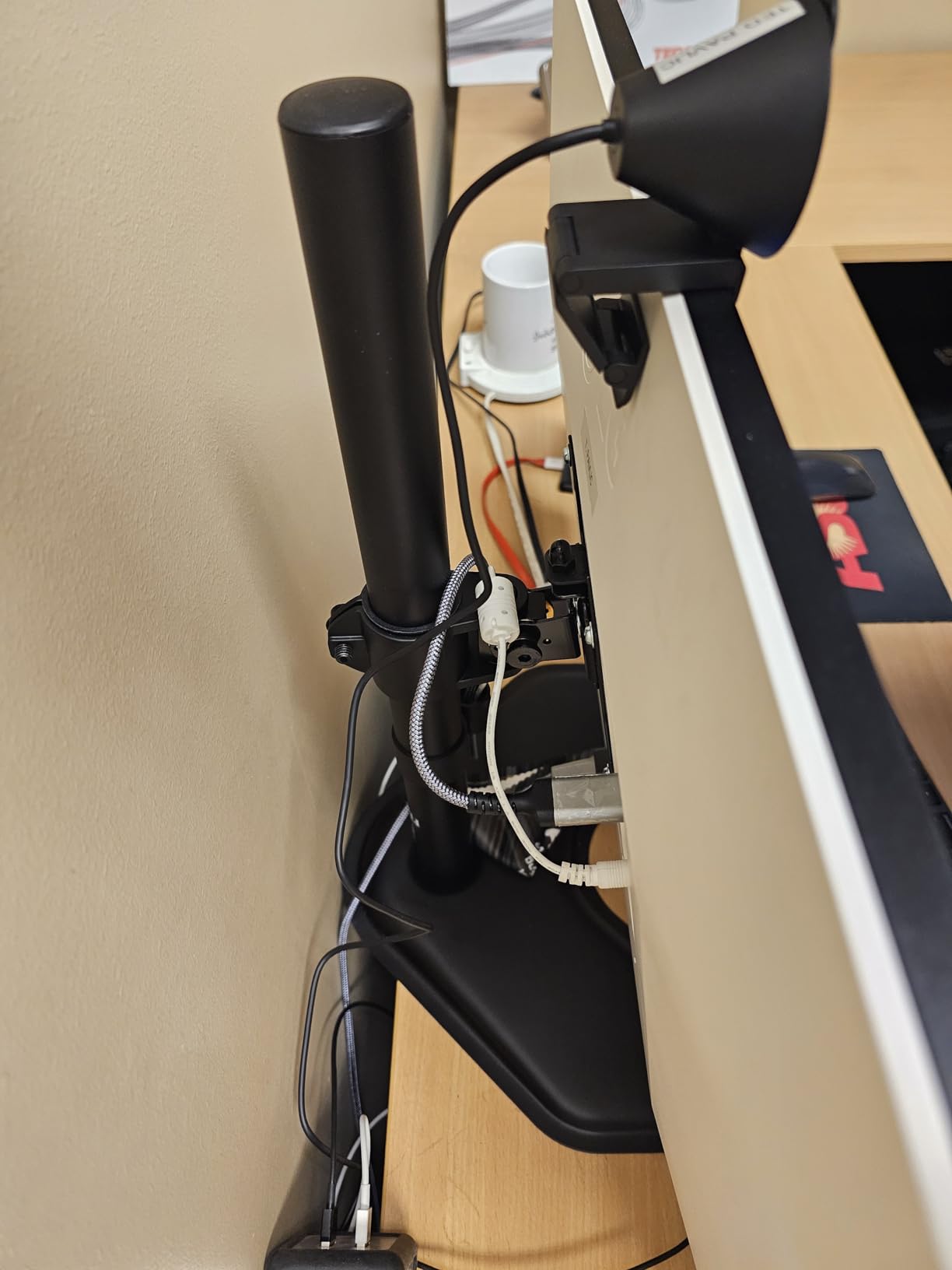 WALI Triple Monitor Stand, Free Standing Three LCD Monitor Fully Adjustable Desk Mount Fits 3 Screens up to 27 inch, 22 lbs Weight Capacity per Arm (MF003), Black customer photo 2