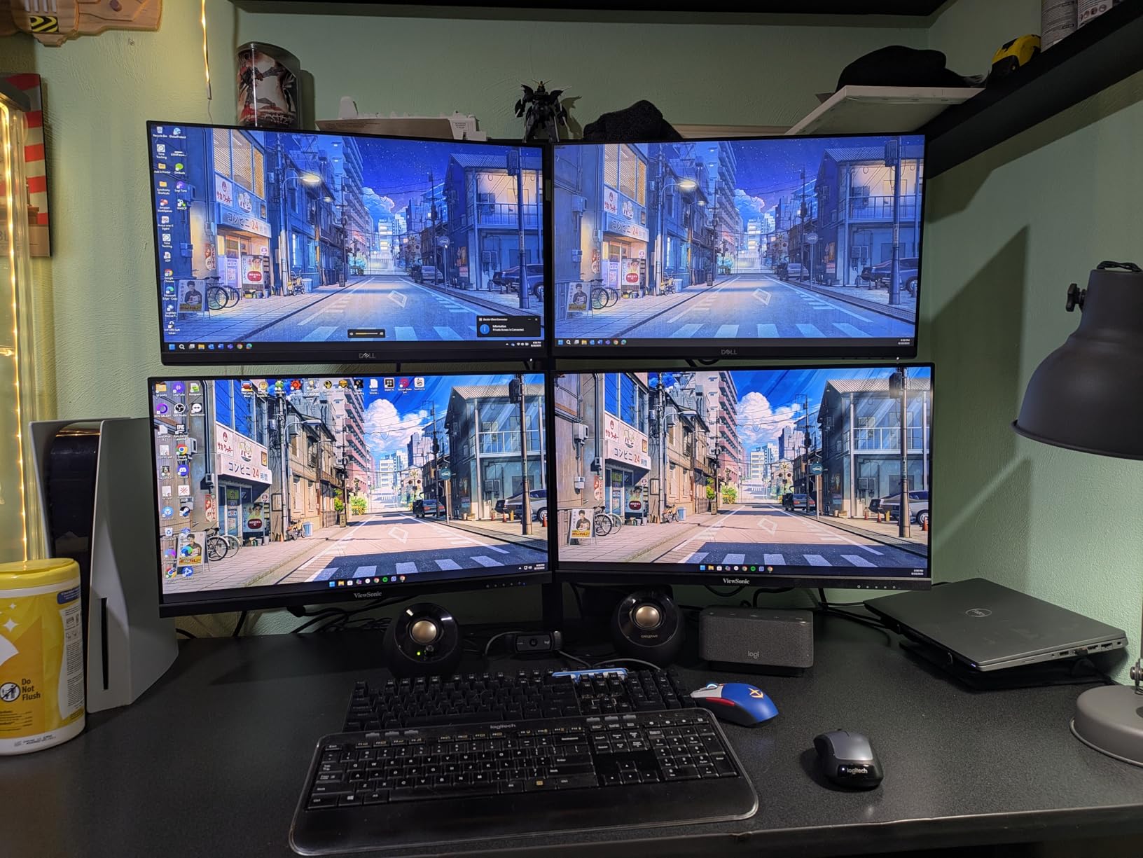 HUANUO Quad Computer Monitor Mount - Heavy Duty LCD Computer 4 Monitor Stand with Full Articulation, Fits Four Screens up to 27 Inches - Each Arm Holds up to 17.6lbs, VESA 75x75-100x100mm customer photo 2