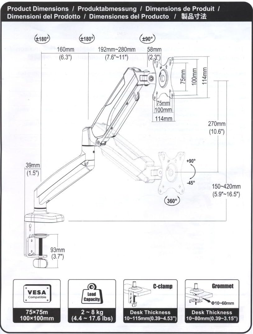 MOUNTUP Single Monitor Desk Mount Holds Screen up to 32 inch, Height Adjustable Monitor Arm, Full Motion Computer Monitors Stand with Clamp/Grommet Base, VESA Mounts Fit 4.4-17.6lbs Computer, Black customer photo 1