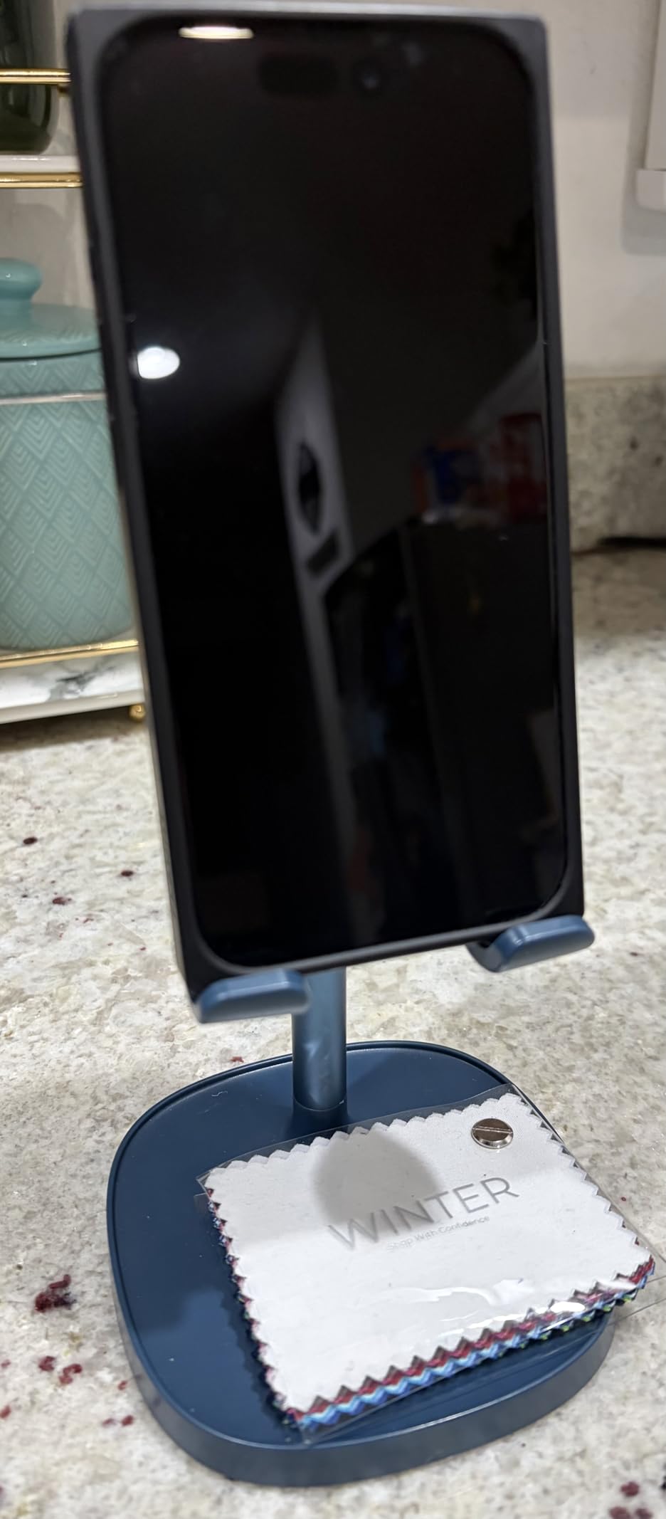 LISEN Cell Phone Stand Phone Holder for Desk Office Decor, Office Desk Accessories Women PC Gaming Essentials iPhone Stand Gadgets Men Gifts for Mom Fit OtterBox Case Switch iPad Air Tablet 4-10 in customer photo 2