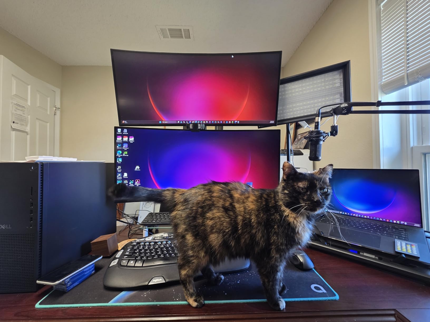 Dual Monitor Stand - Vertical Stack Screen Free-Standing Monitor Riser Fits Two 13 to 34 Inch Screen with Swivel, Tilt, Height Adjustable, Holds One (1) Screen Up to 44Lbs customer photo 1