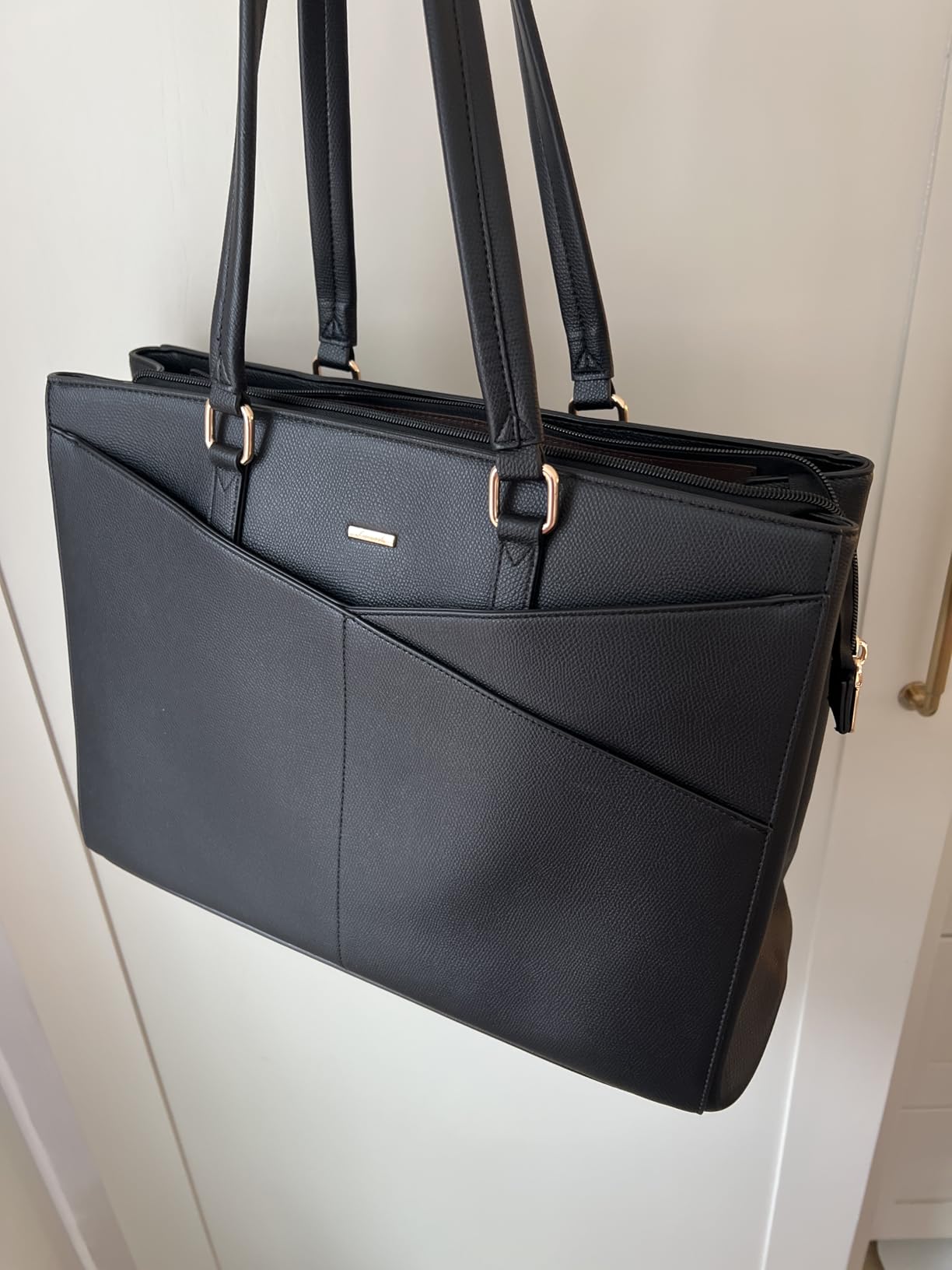 LOVEVOOK Laptop Tote Bag for Women 15.6 Inch Waterproof Leather Computer Bags Business Office Work Briefcase Black customer photo 2