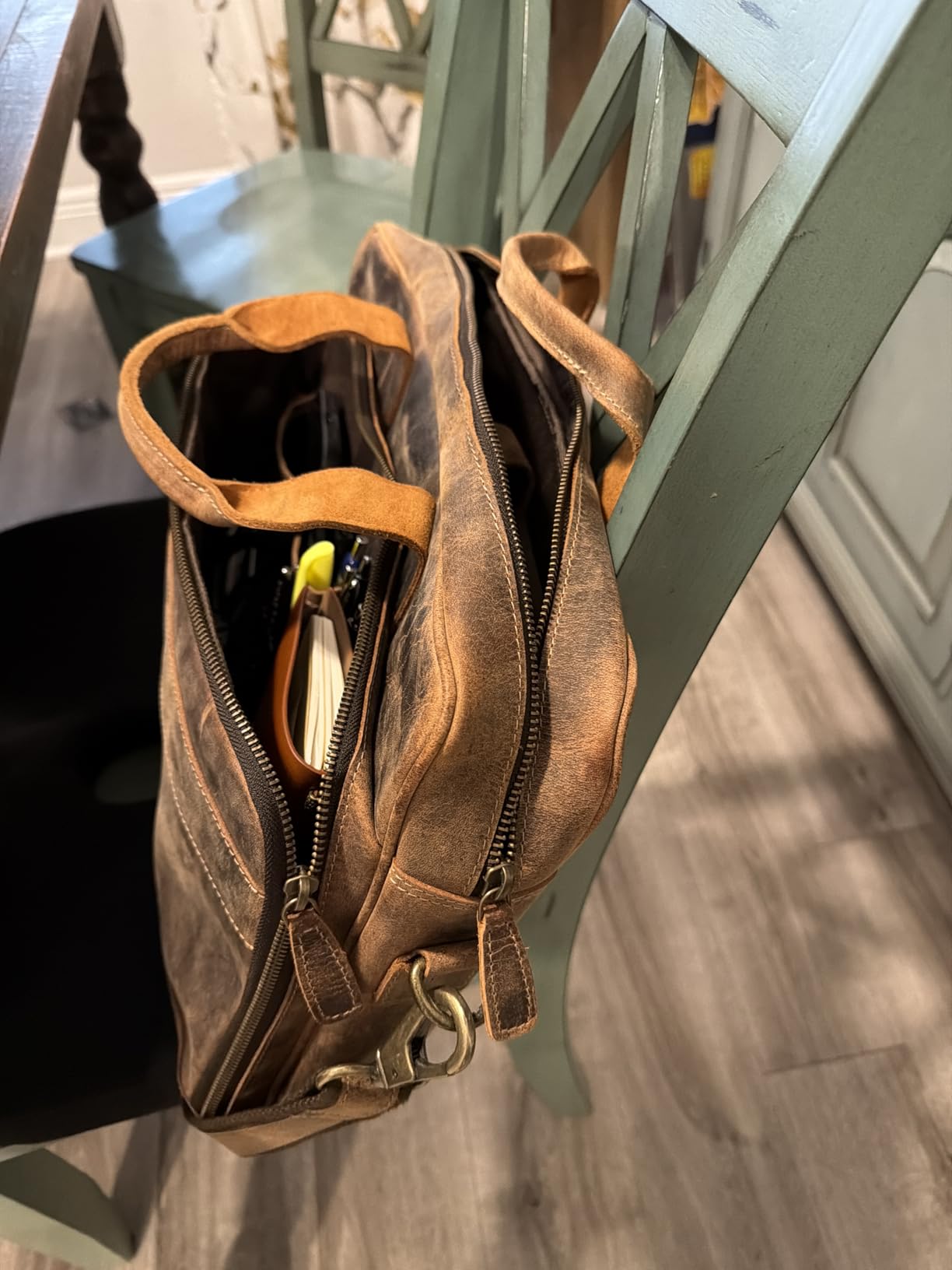 KomalC 16 Inch Leather briefcases Laptop Messenger Bags for Men and Women Best Office Satchel Bag customer photo 1