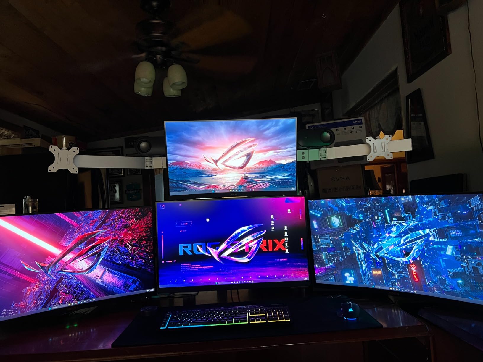 Stand Steady 6 Monitor Mount Desk Setup - Heavy-Duty Height Adjustable Monitor Stand, Swivel Arm with Clamp-On Base, 6 Screen VESA Mount Fits Most LCD/LED Monitors 17-32 in. customer photo 1