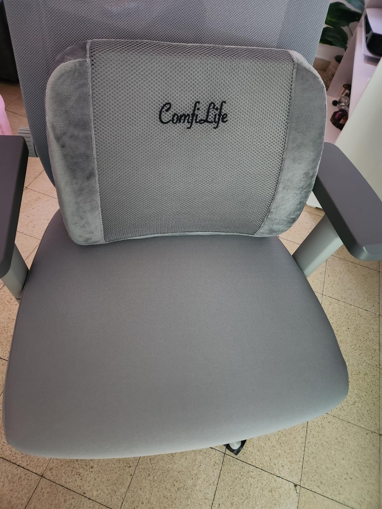 ComfiLife Lumbar Support Back Pillow Office Chair and Car Seat Cushion - Memory Foam with Adjustable Strap and Breathable 3D Mesh (Black) customer photo 1