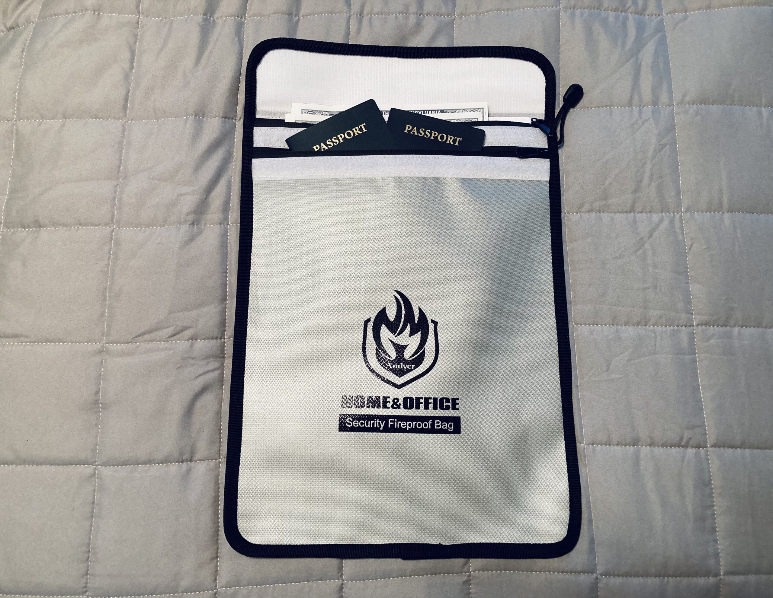 Upgraded Two Pockets Fireproof Document Bag (2000℉), andyer 15