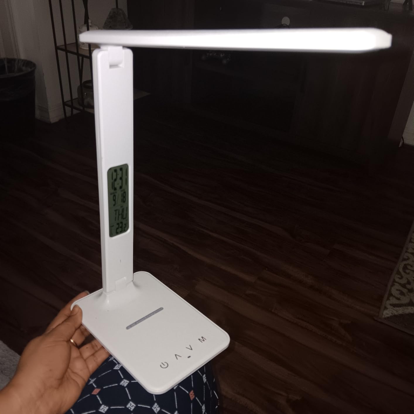 LED Desk Lamp with Wireless Charger, Suitable for Home, Office Dimmable, with USB Charging Port, Built-in Clock, Calendar, Thermometer and Automatic Timing Reading Desk Lamp. customer photo 2