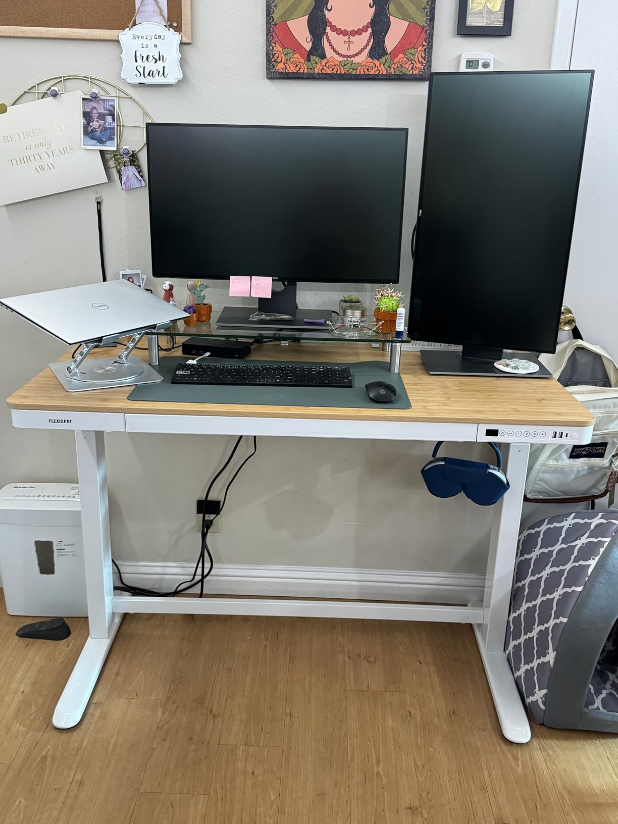 FLEXISPOT Comhar Electric Standing Desk with Drawers Charging USB A to C Port, Height Adjustable 48