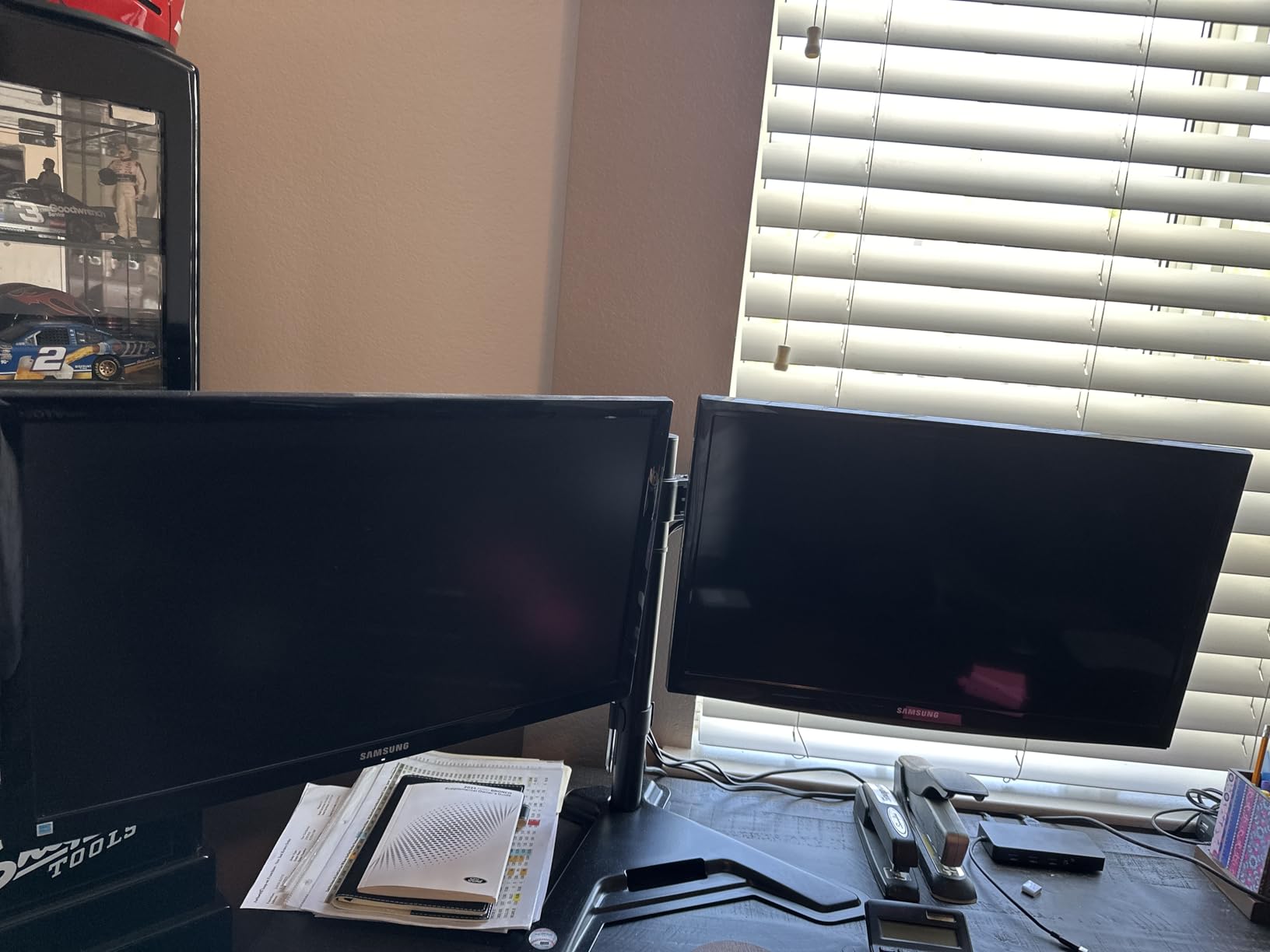 MOUNT PRO Dual Monitor Stand, Free-Standing Full Motion Monitor Desk Mount Fits 2 Screens up to 27 inches,17.6lbs with Height Adjustable, Swivel, Tilt, Rotation, VESA 75x75 100x100, Black customer photo 2