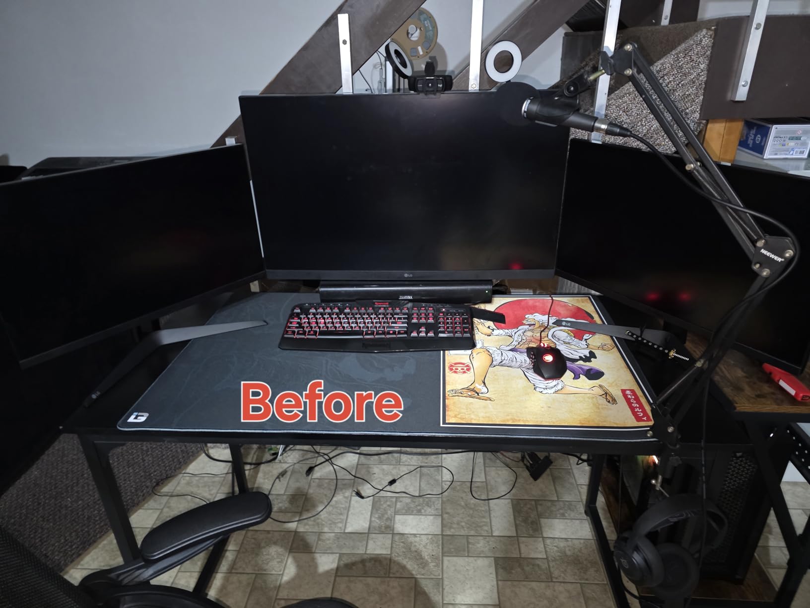 MOUNTUP Triple Monitor Mount for 17-32 inch Screens, Full Motion Triple Monitor Stand, 3 Monitors Desk Mount Holds 4.4-19.8 lbs Each, Clamp & Grommet Mounting, Black customer photo 1