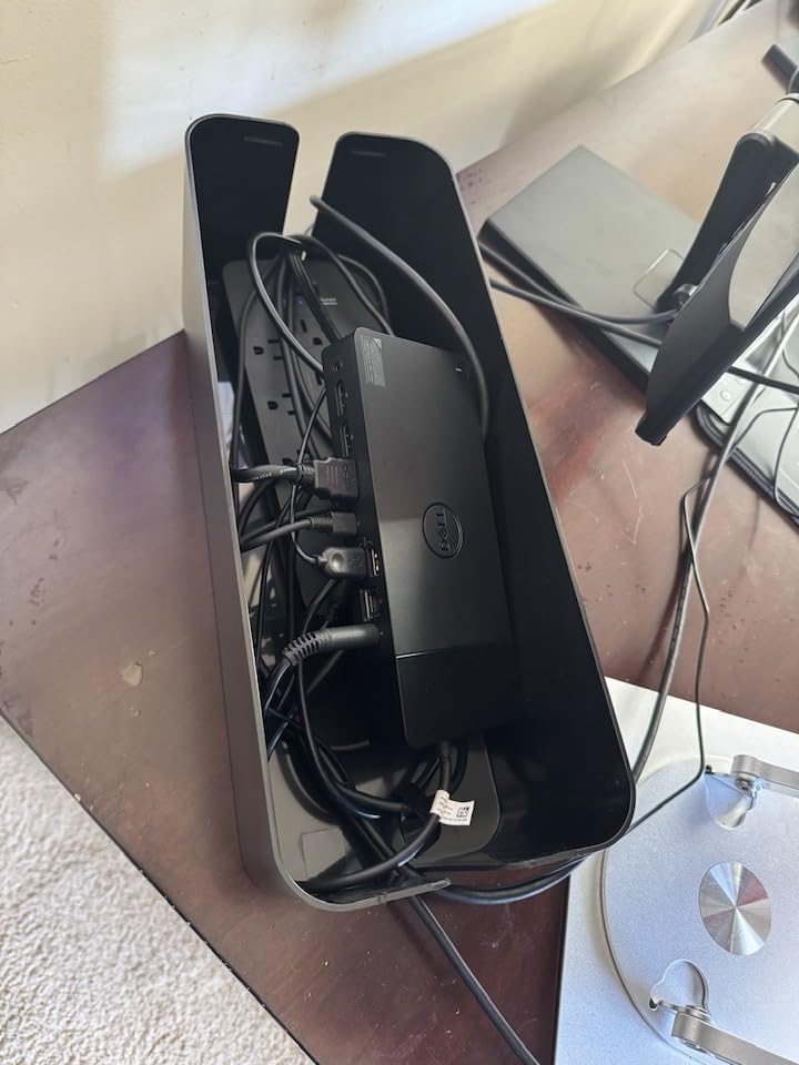 Cable Management Box, Large Cord Organizer Box to Hide Power Strip & Under Desk,TV Computer Wires Cable Organizer Hider Box with Cable Clips&Reusable Cable Ties for Home/Office(Black) customer photo 2