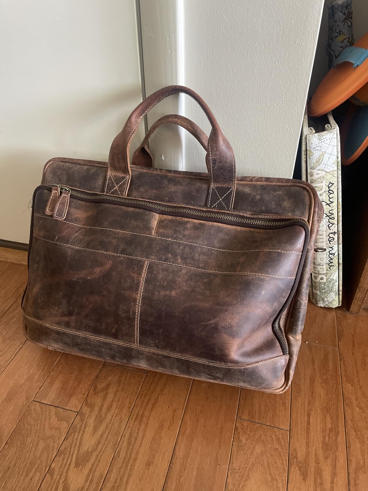 Leather briefcase 18 Inch Laptop Messenger Bags for Men and Women Best Office briefcase Satchel Bag (Tan) customer photo 2