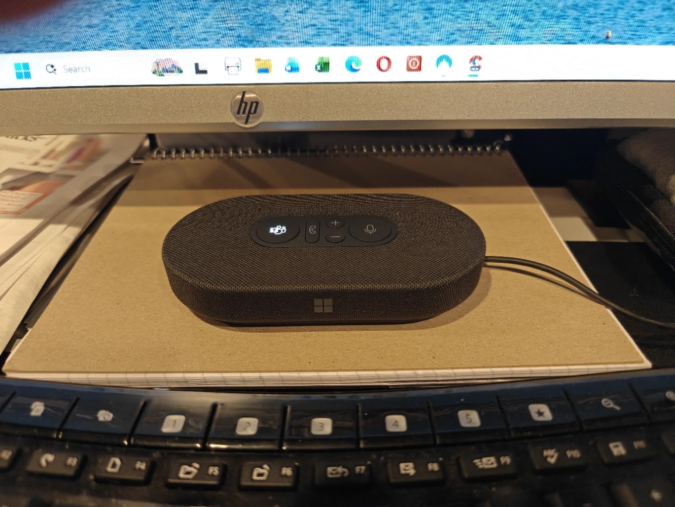 Microsoft Modern USB-C Speaker, Certified for Microsoft Teams, 2- Way Compact Stereo Speaker, Call Controls, Noise Reducing Microphone. Wired USB-C Connection,Black customer photo 1