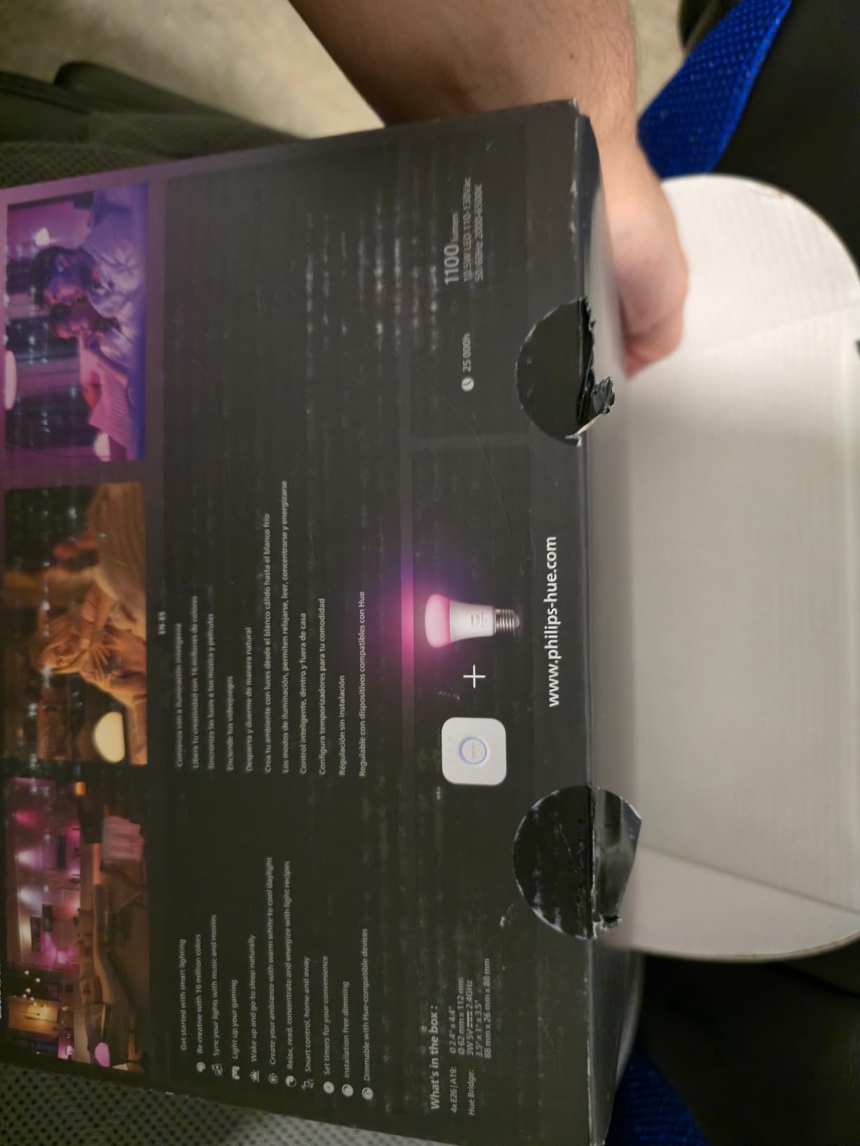 Philips Hue Smart Light Starter Kit - Includes (1) Bridge and (4) 75W A19 E26 LED Smart White and Color Ambiance Bulbs - Control with App - Compatible with Alexa, Google Assistant, and Apple HomeKit customer photo 2