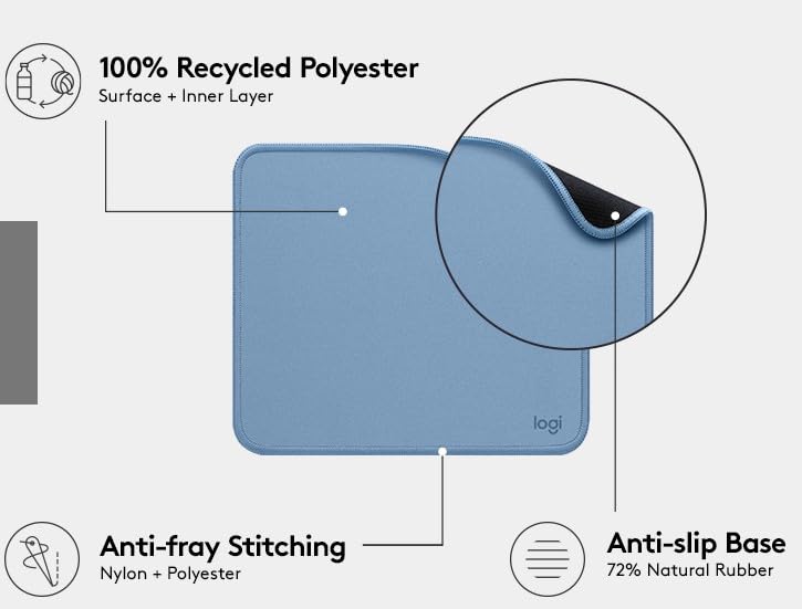 Logitech Mouse Pad - Studio Series, Computer Mouse Mat with Anti-Slip Rubber Base, Easy Gliding, Spill-Resistant Surface, Durable Materials, Portable, in a Fresh Modern Design, Graphite customer photo 2