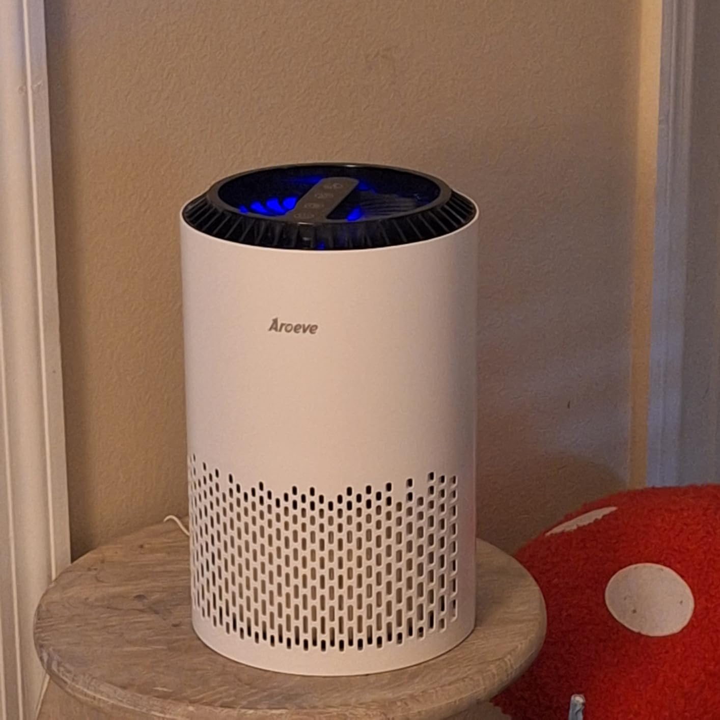 AROEVE Air Purifiers for Bedroom Home, Air Purifier For Smoke Pollen Dander Hair Smell Air Cleaner with Sleep Mode Speed Control For Bedroom Office, MK01- White customer photo 1