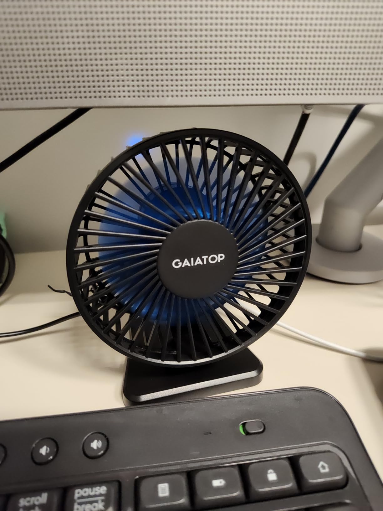 Gaiatop USB Desk Fan, Small But Powerful, Personal Portable Quiet 3 Speeds, Adjustable Mini Table Desktop fan for Cooling Home Office Car Summer Travel Gifts Blue customer photo 2