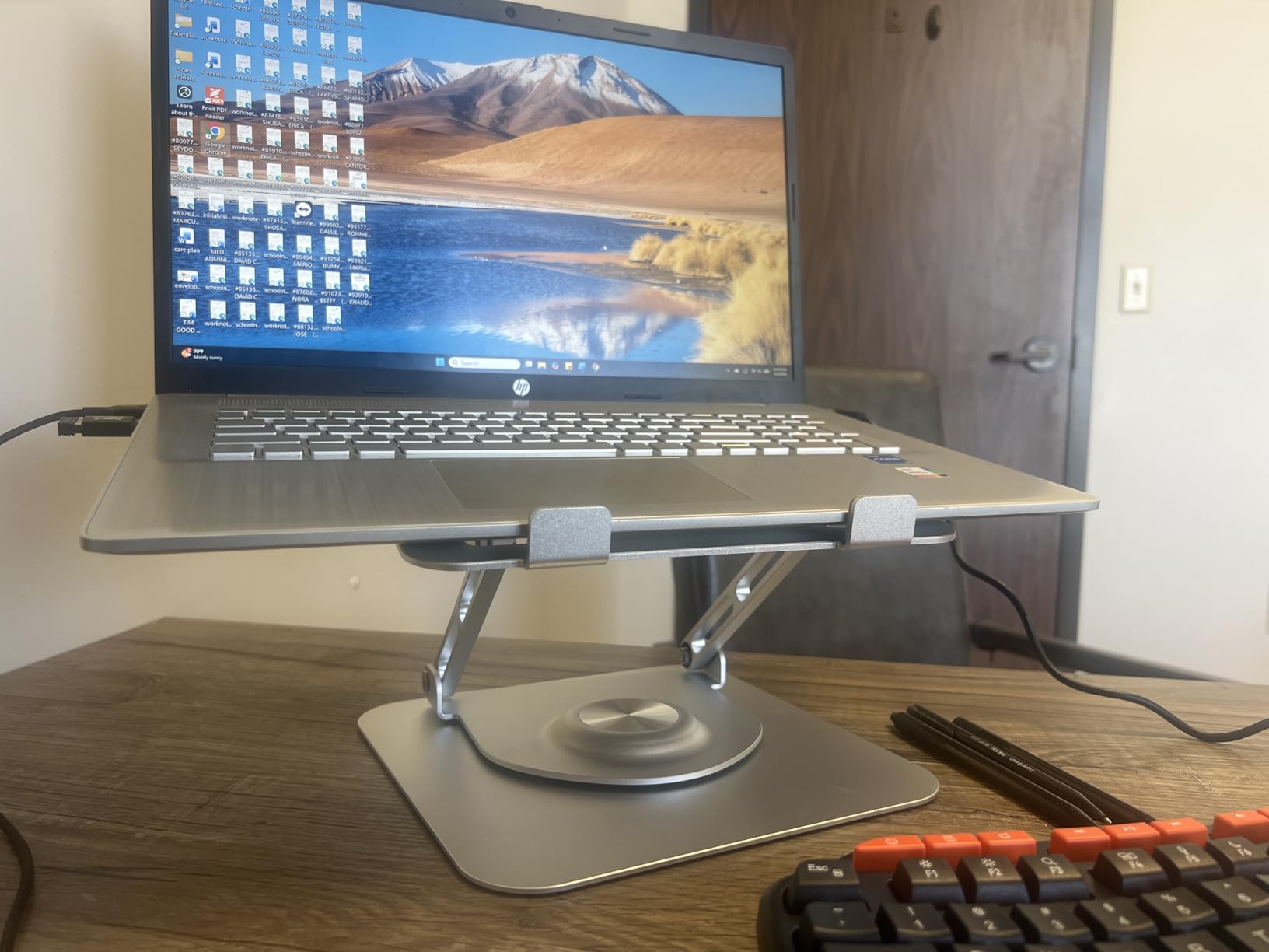 JOYEKY Laptop Stand for Desk, Adjustable Computer Stand with 360° Rotating Base, Ergonomic Laptop Riser for Collaborative Work, Foldable & Portable Laptop Stand, fits for All 10-16