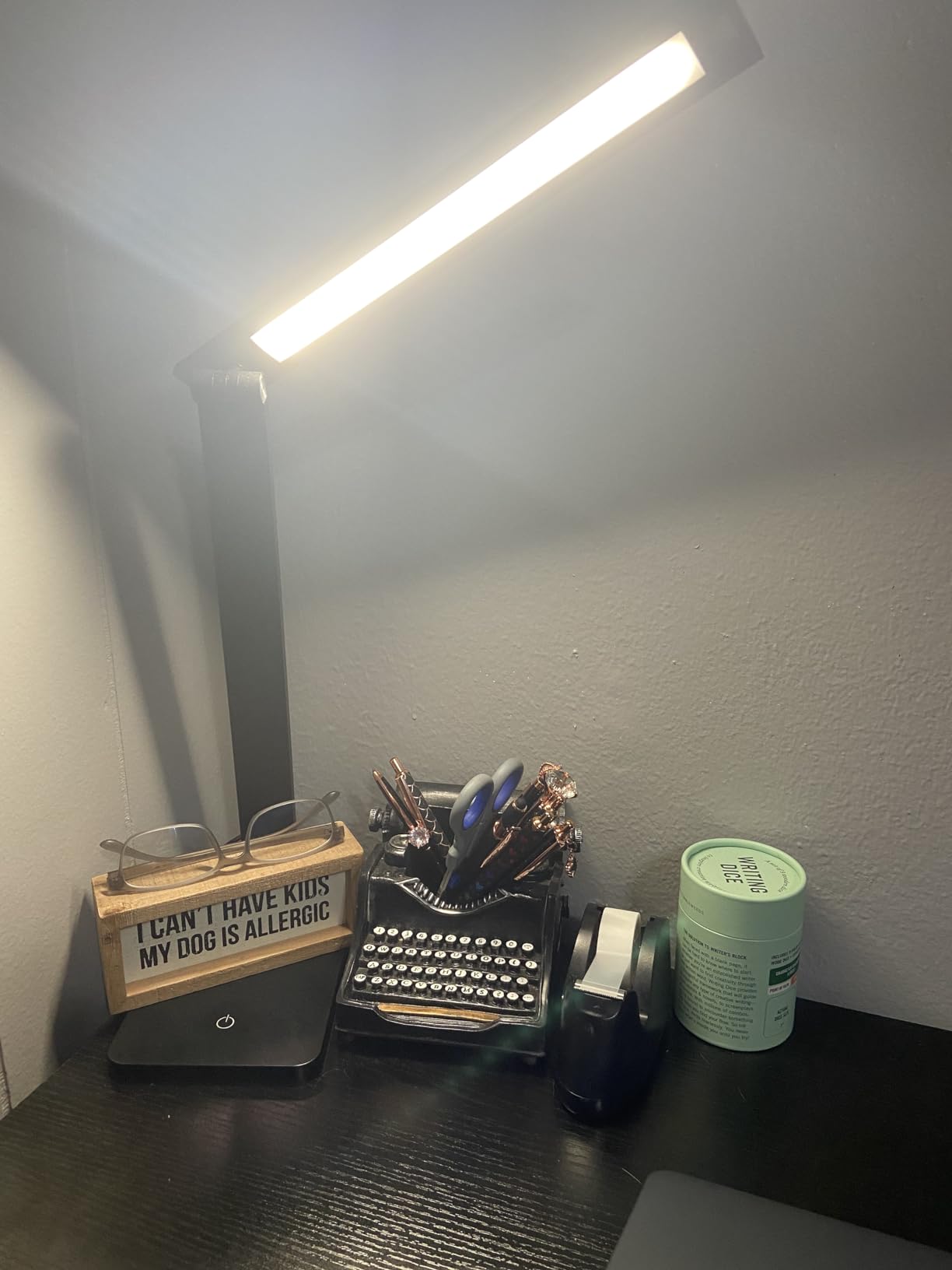 LED Desk Lamp for Home Office, 3 Levels Dimmable Desk Light with USB Charging Port, Small Study Lamp, Reading Light for Table, Black, 5000K customer photo 1