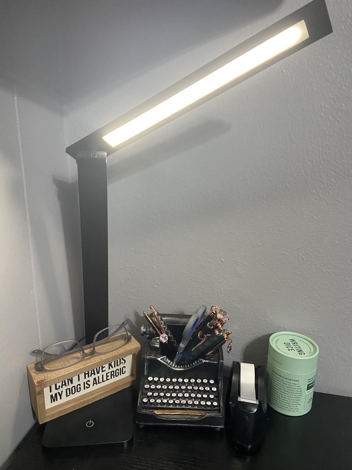 LED Desk Lamp for Home Office, 3 Levels Dimmable Desk Light with USB Charging Port, Small Study Lamp, Reading Light for Table, Black, 5000K customer photo 2