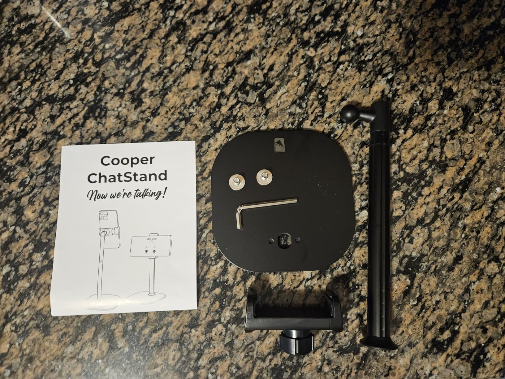 COOPER ChatStand, Adjustable Cell Phone Stand for Desk, Phone Stand for Recording, iPhone Holder for Filming, Small iPhone Tripod, Soporte para Celular, Fits Samsung, Android, (Night Black) customer photo 1
