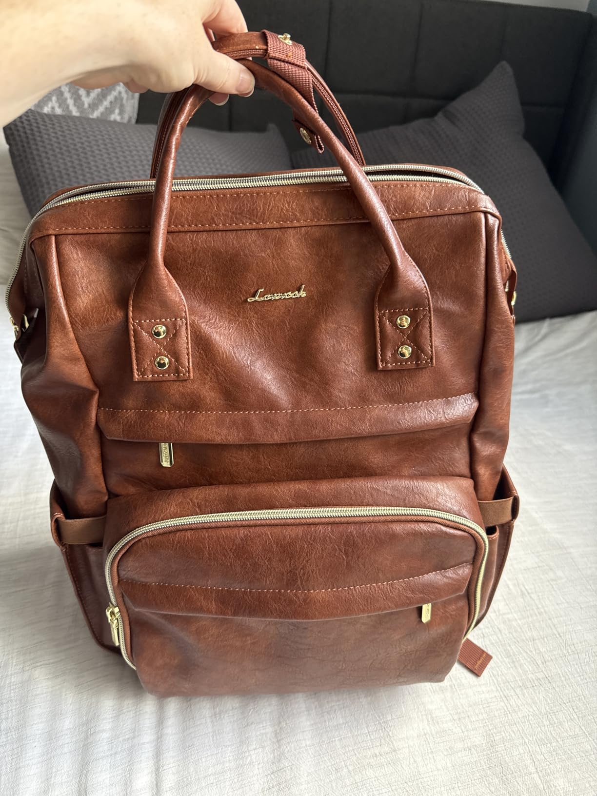 Leather Laptop Backpack for Women with USB Port - 17in, Travel Purse for Nurse, Teacher, College, Business - Carry On Backpack by LOVEVOOK customer photo 1