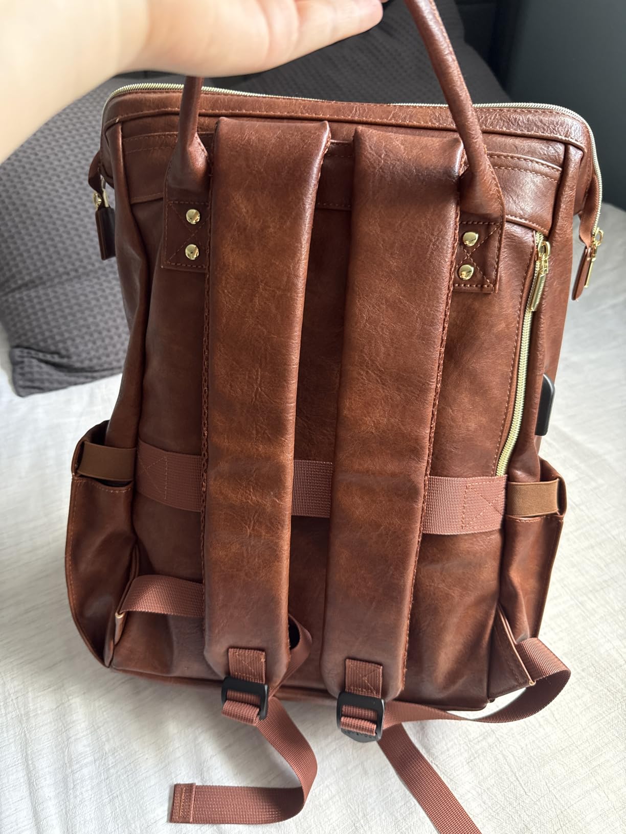 Leather Laptop Backpack for Women with USB Port - 17in, Travel Purse for Nurse, Teacher, College, Business - Carry On Backpack by LOVEVOOK customer photo 2