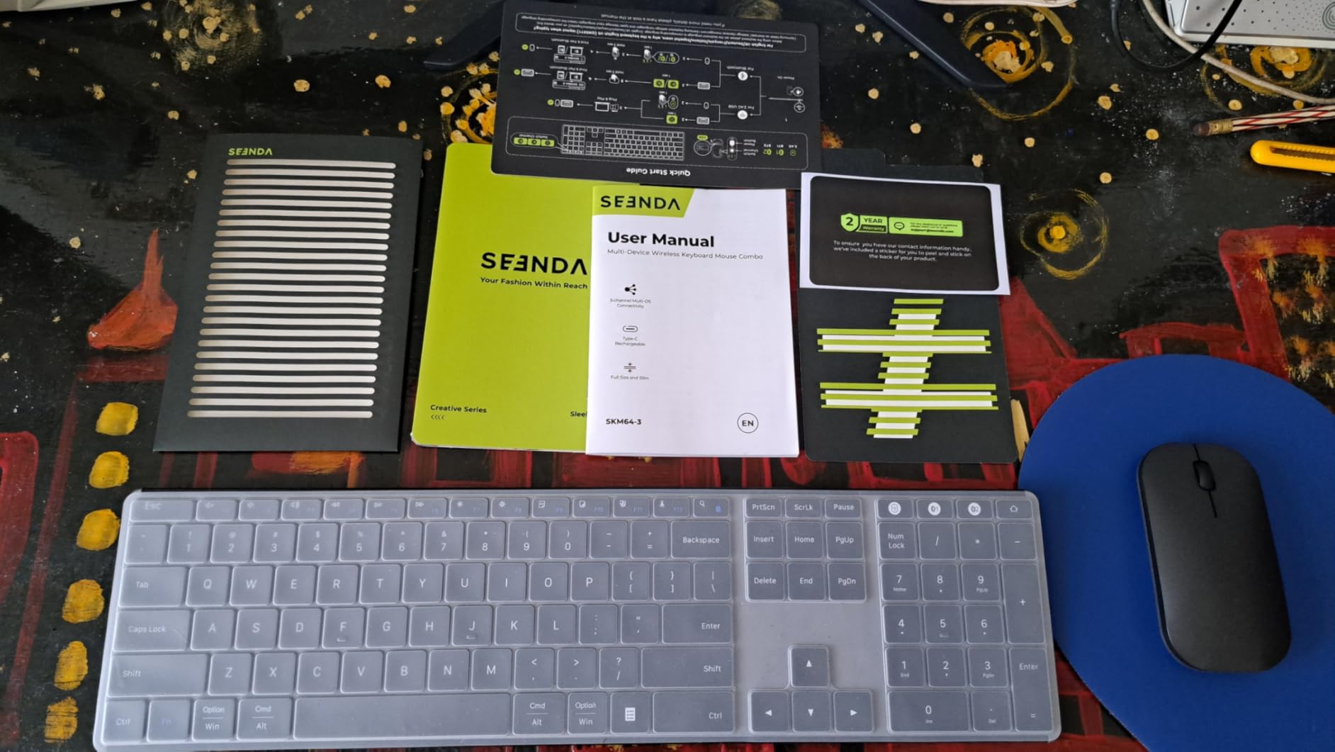 seenda Wireless Bluetooth Keyboard and Mouse Combo, SKM64-3 Rechargeable Slim Quiet Keyboard Mouse, 3 Multi-Device Connection, Compatible for Windows, Mac, MacBook, iPad, Tablet, Black Gray customer photo 2