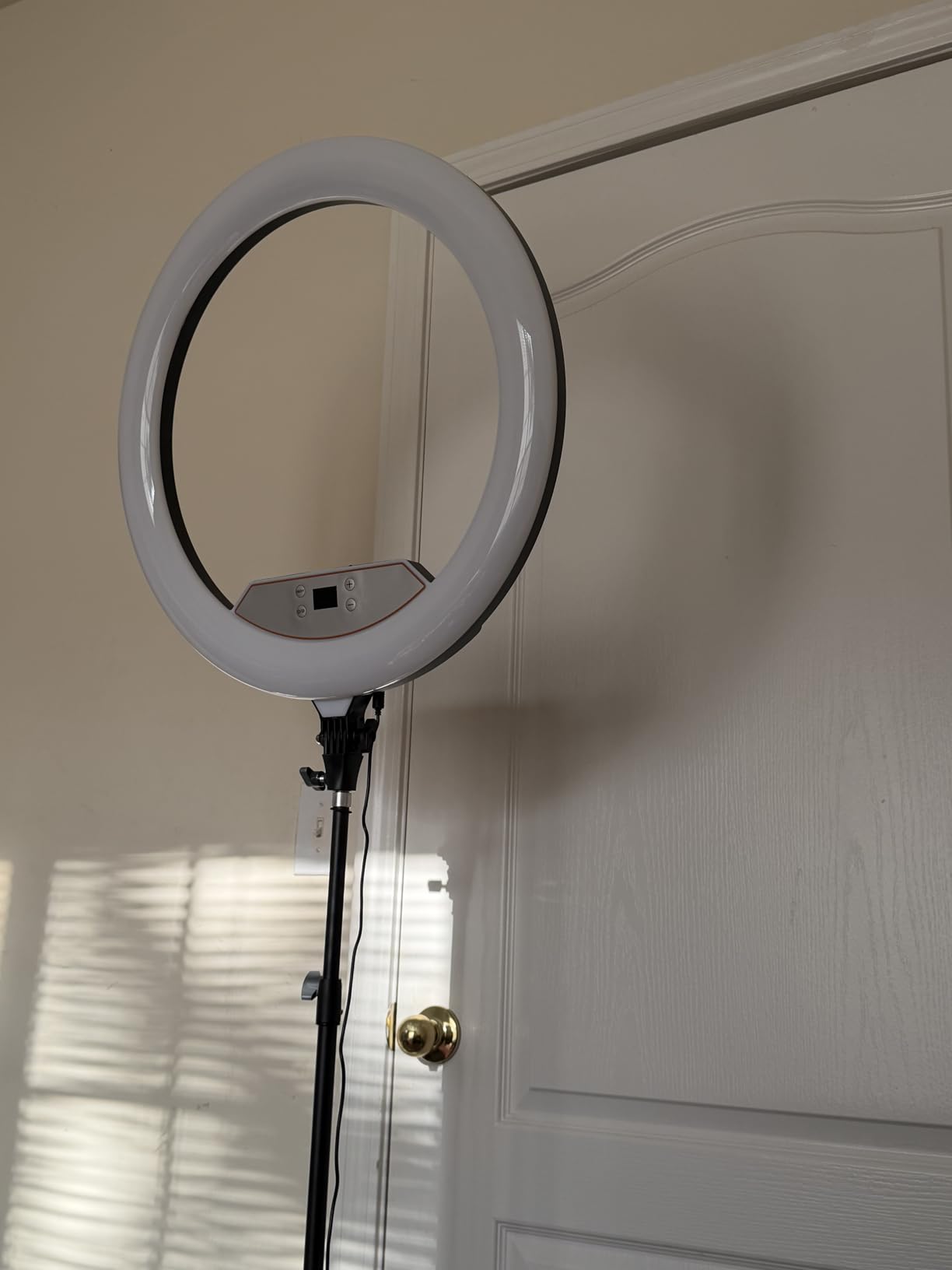 22'' Ring Light with 75'' Tripod Stand, LED Display/2 USB Ports/6500K Dimmable Ring Light for iPad Phone Holder for Tattoo Lash Live Makeup Video Recording TikTok Barber Stylist Photography customer photo 1