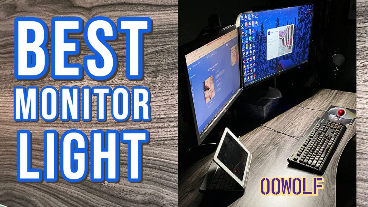 OOWOLF Monitor Light Bar with Remote, Ra95 Computer Monitor Lamp for Eye Caring, USB Reading Lamp Task Lamp, Dimmable Light Bar with Backlight, No Glare Space Saving Home Office 16.14