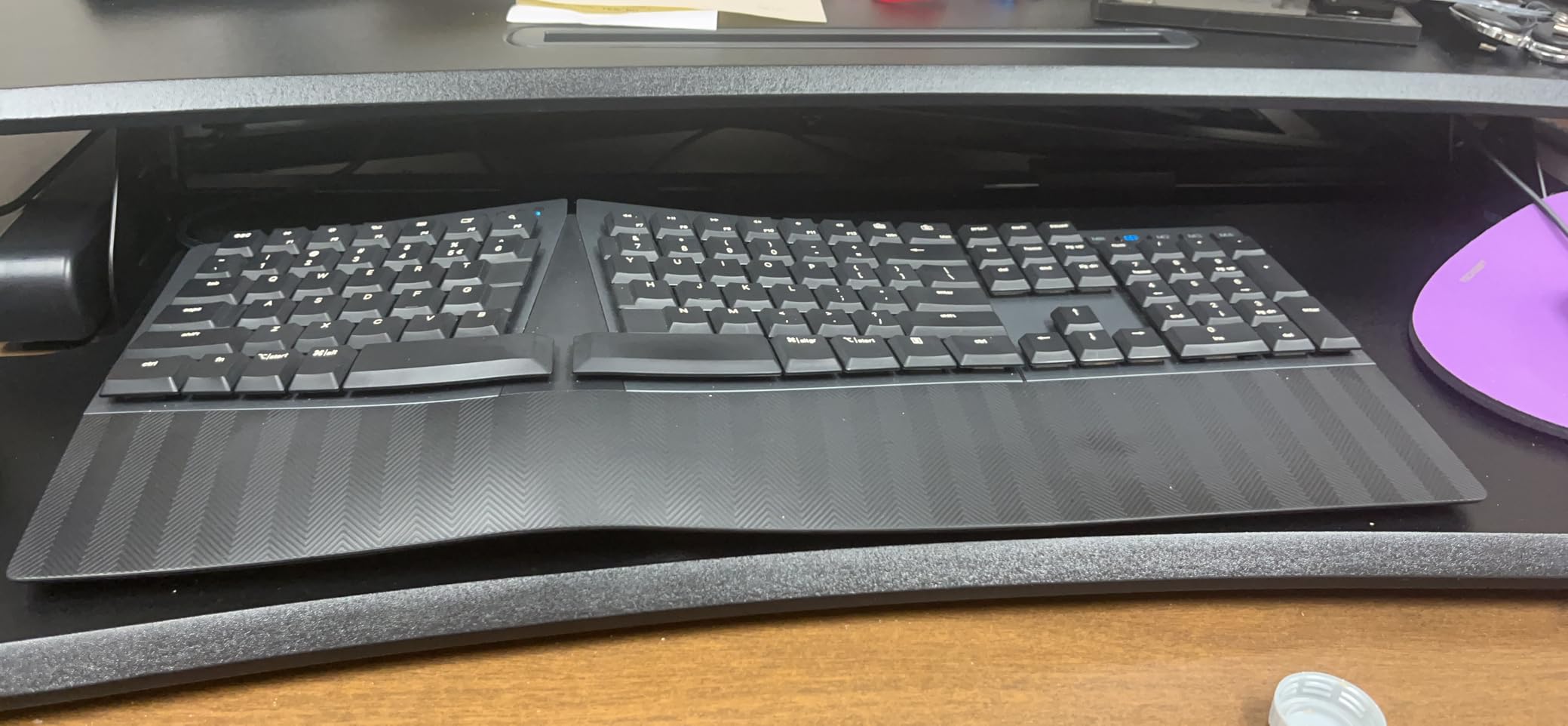 Perixx PERIBOARD-535BL Wired Ergonomic Mechanical Full-Size Keyboard - Low-Profile Blue Clicky Switches Programmable Feature with Macro Keys Compatible Windows and Mac OS X US English, Black customer photo 1